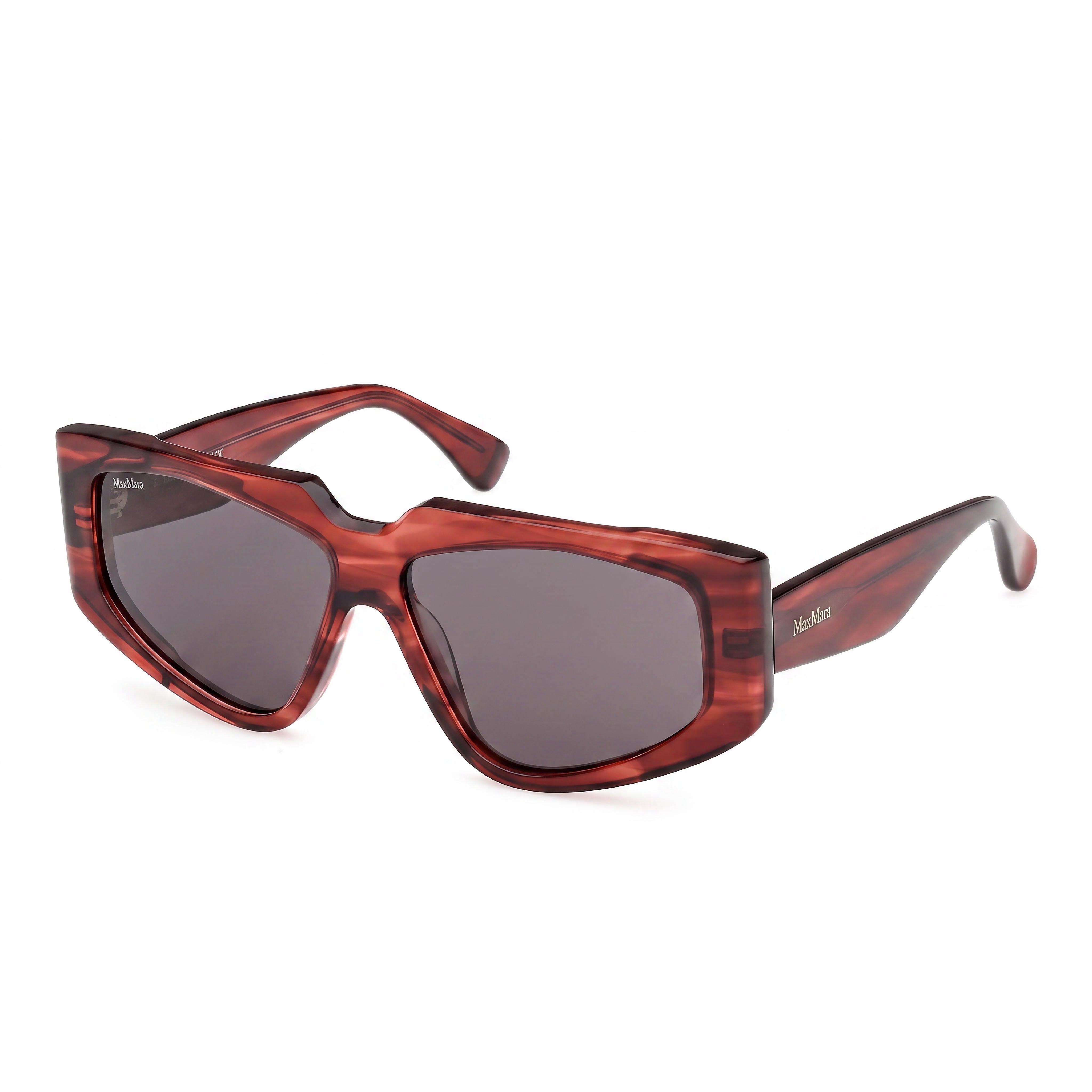 MaxMara Mm0125 Women's Acetate Red Striped Frame with Smoke Polycarbonate Lenses, Size 58-13-140 Eyewear, Photo 1