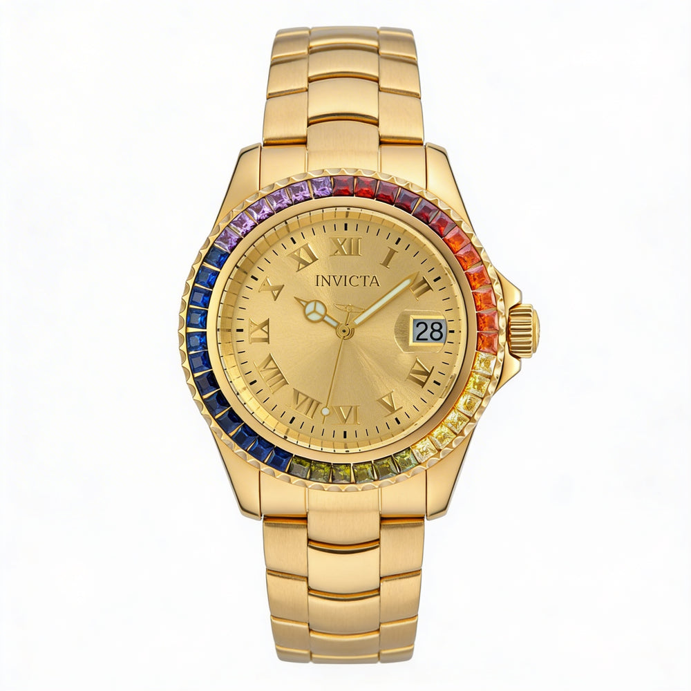 Invicta Angel 20022 Women's Multicolored Gold-Plated Stainless Steel Quartz Bracelet Watch 200m 40mm
