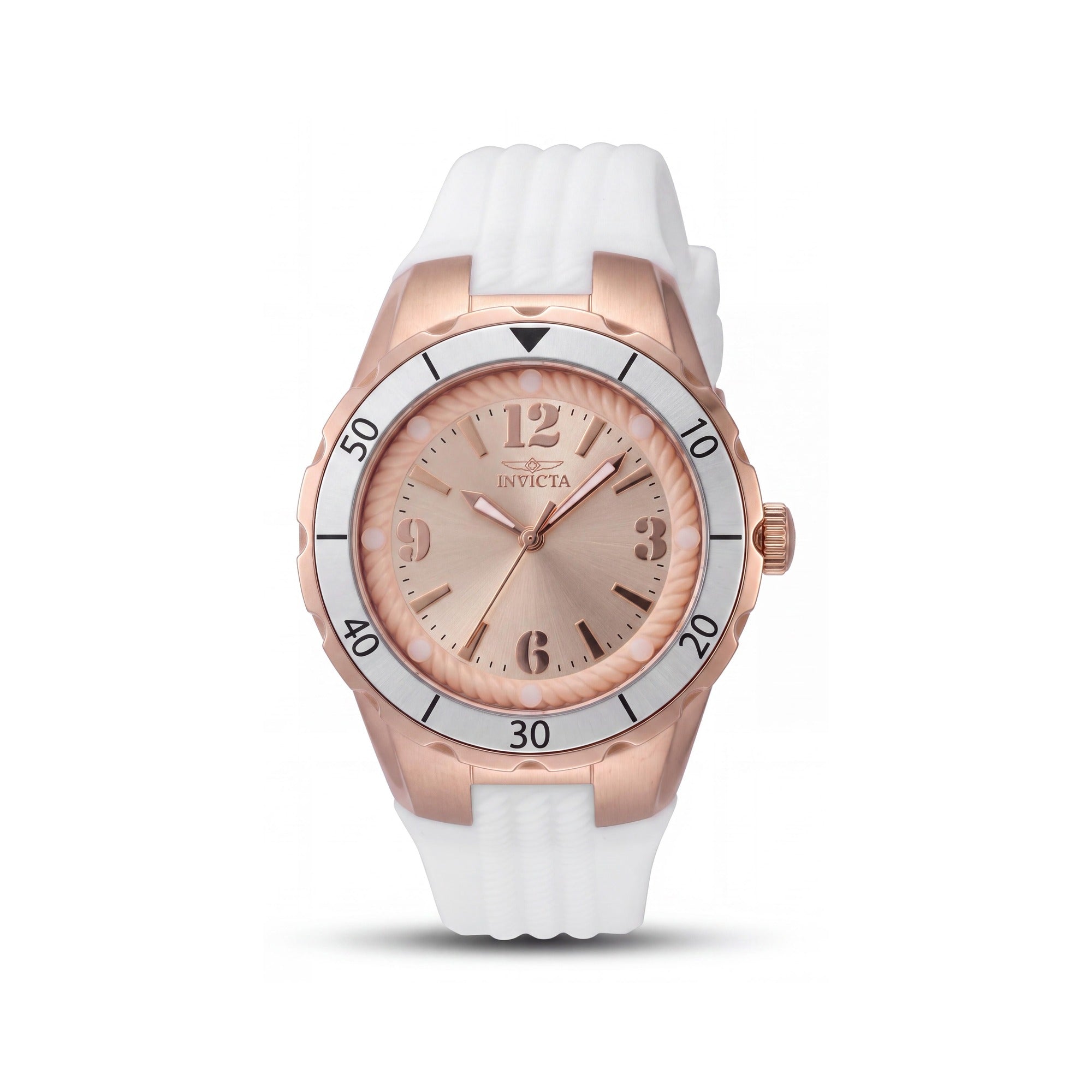 Invicta Angel 48853 Women's Rose-Gold Dial Stainless Steel Case Silicone Strap Quartz Watch 38mm, Photo 1
