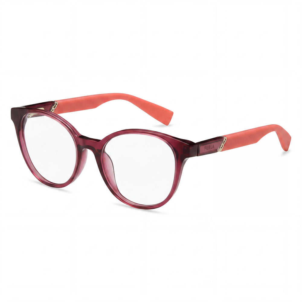 Furla Classic Women's Acetate Eyeglasses Ciclamino Trasparente Lucido with Transparent Lenses 51mm