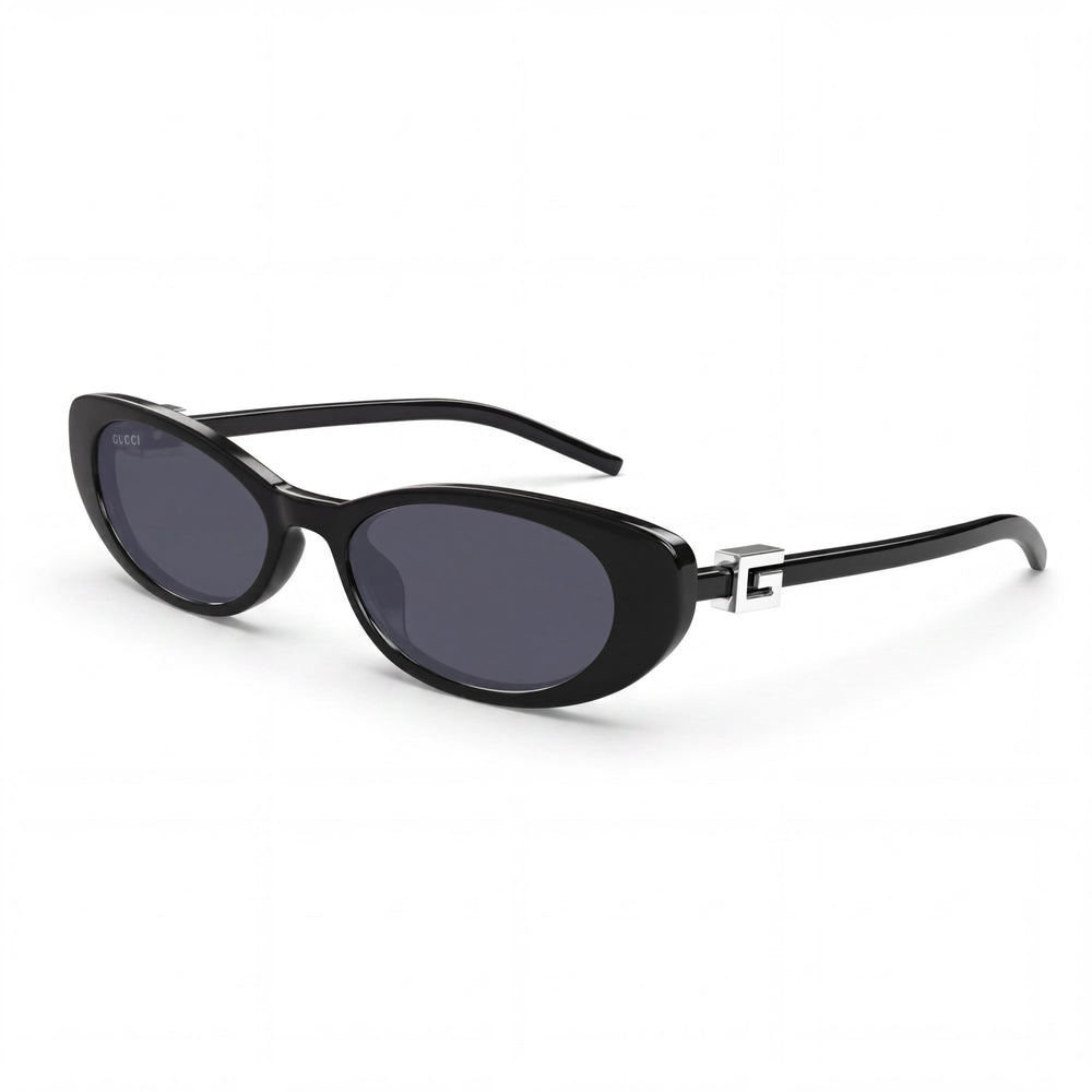 Gafas de sol Gucci para mujer, estilo casual, con montura de plástico en negro y gris, lentes compuestas en negro y gris, ancho de lente de 52 mm.