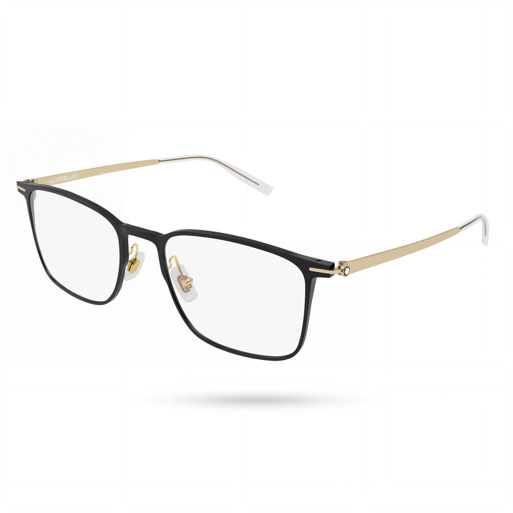 MONTBLANC MB0193O Men's Matte Black Aluminium Full Rim Square Eyeglasses with Plastic or Polycarbonate Lenses 55mm