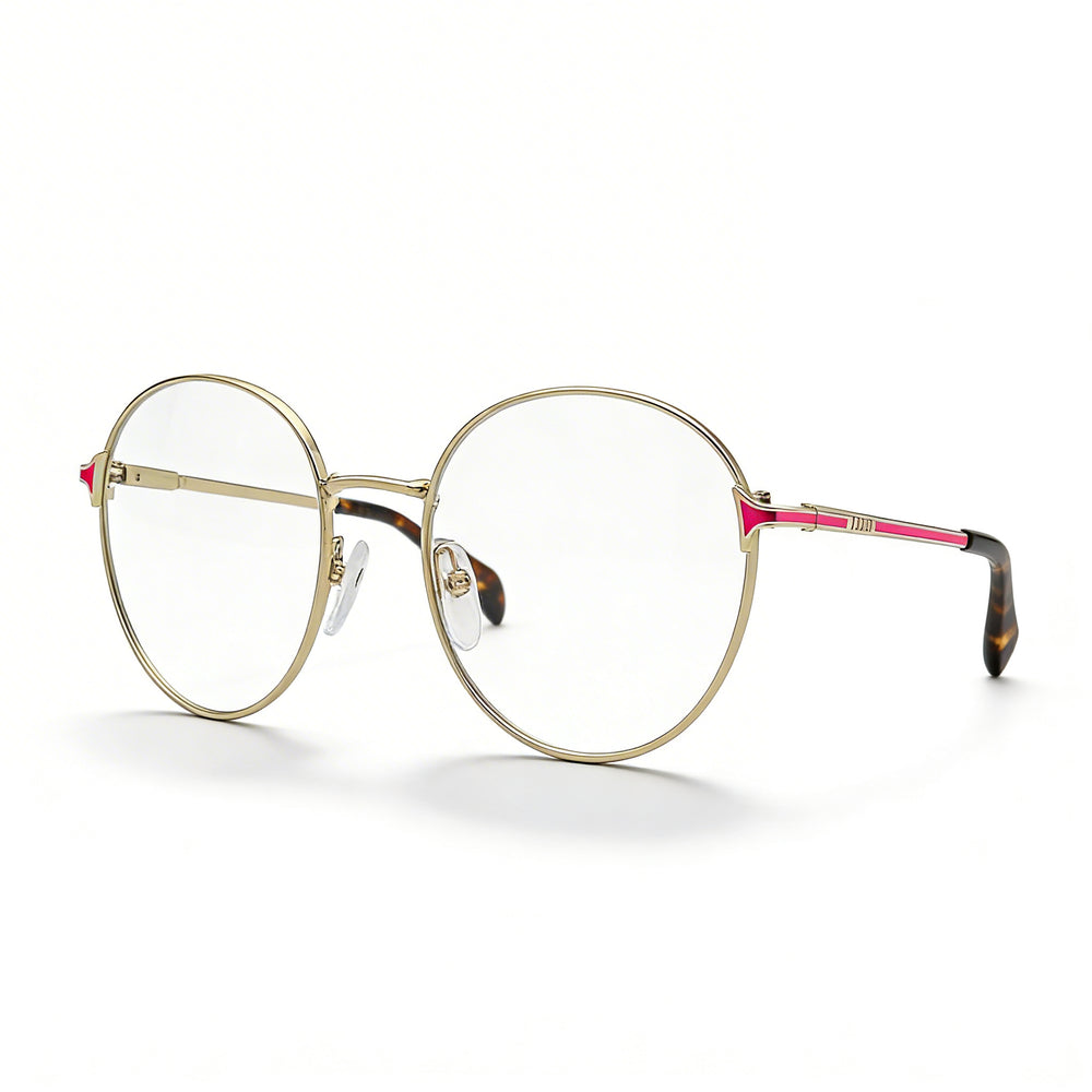 TOUS Classic Women's Light Gold Stainless Steel Eyeglasses with Clear Demo Lenses, Prescription Ready 51mm
