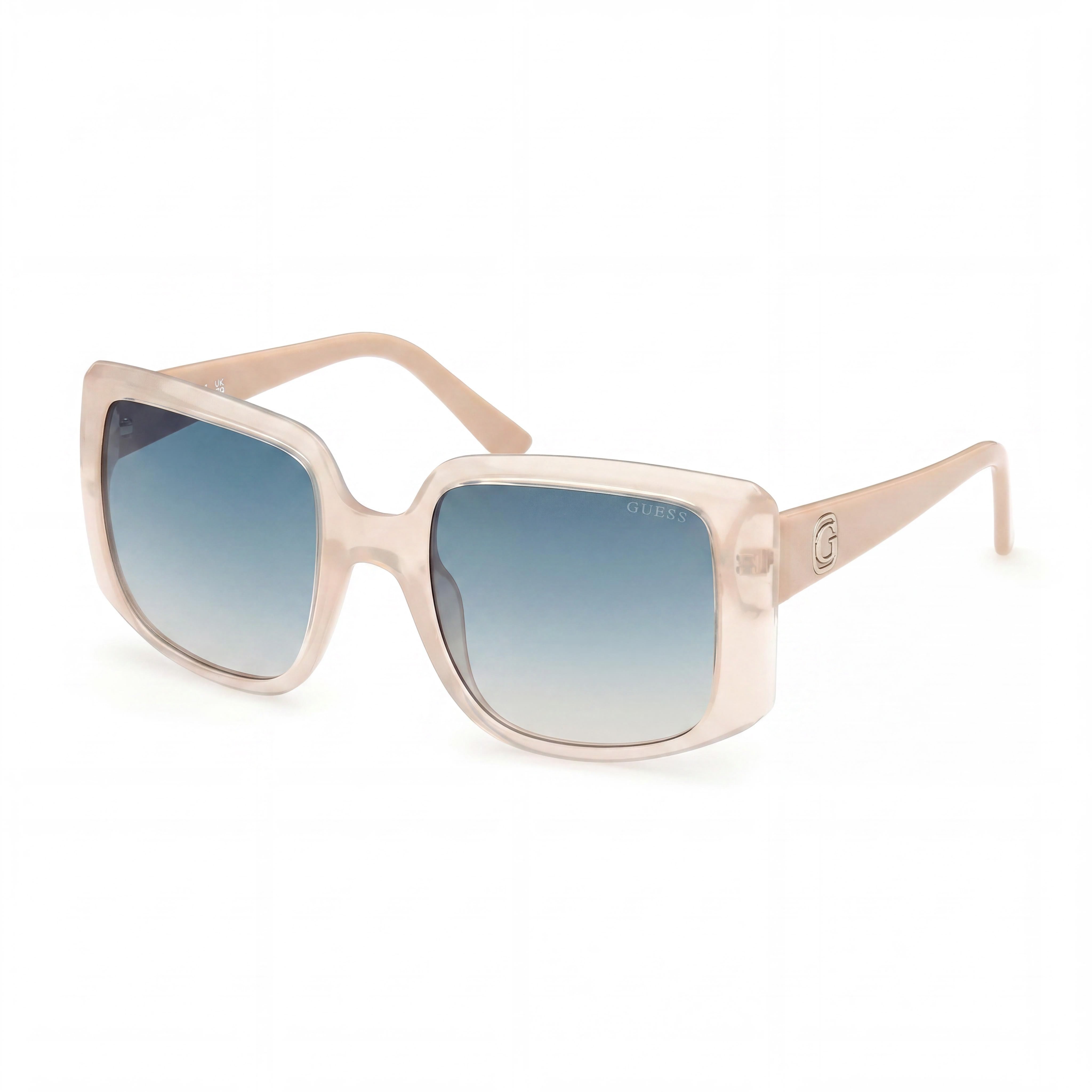 Guess Women's Emery Oversize Square Sunglasses, Ivory Injected Plastic Frame, Gradient Green Lenses, UV Protected, 53mm, Photo 1
