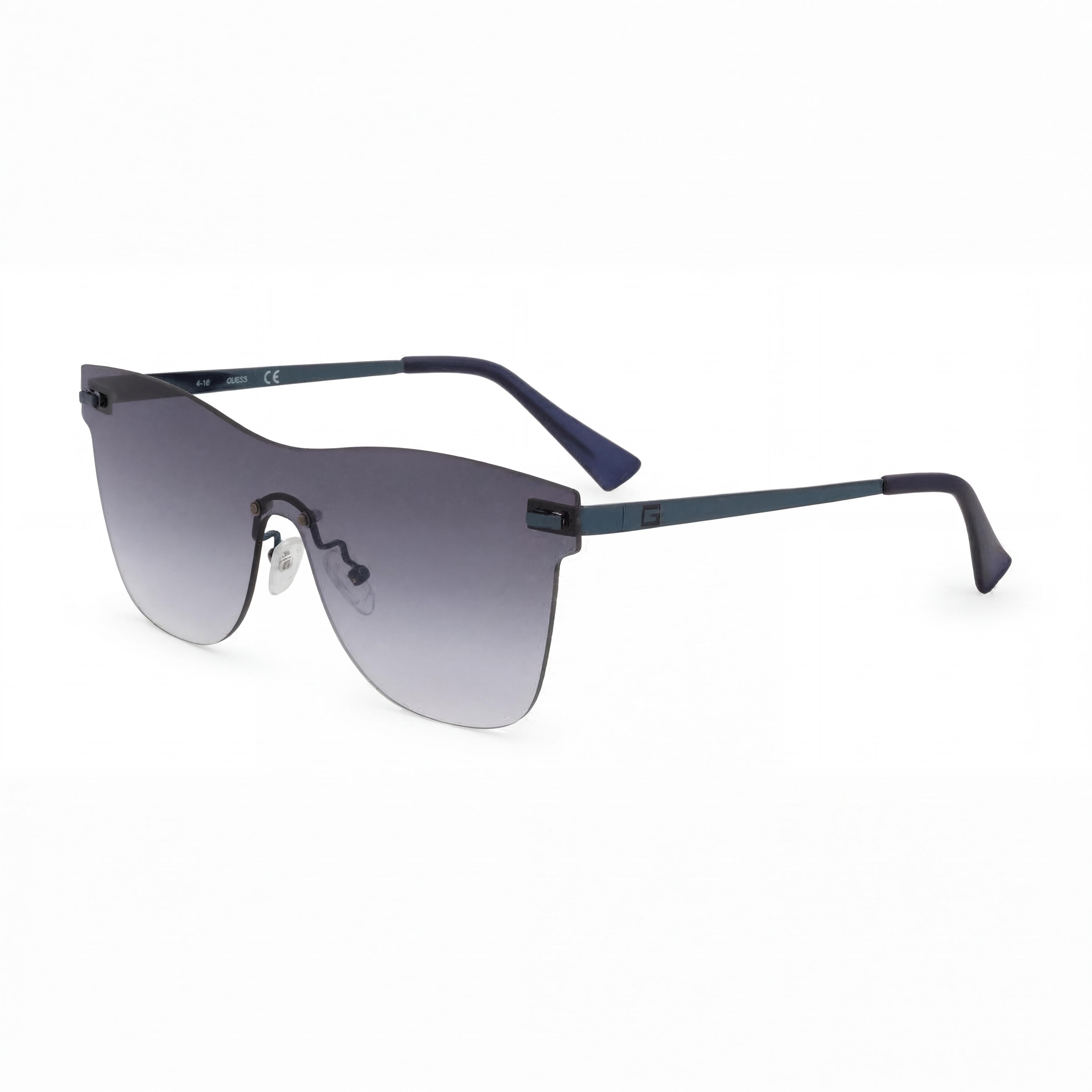 GUESS Gf0186 Men's Matte Blue Gradient Plastic Shield Rimless Sunglasses, Grey Gradient Lenses, 50mm, UV Protection, Photo 1