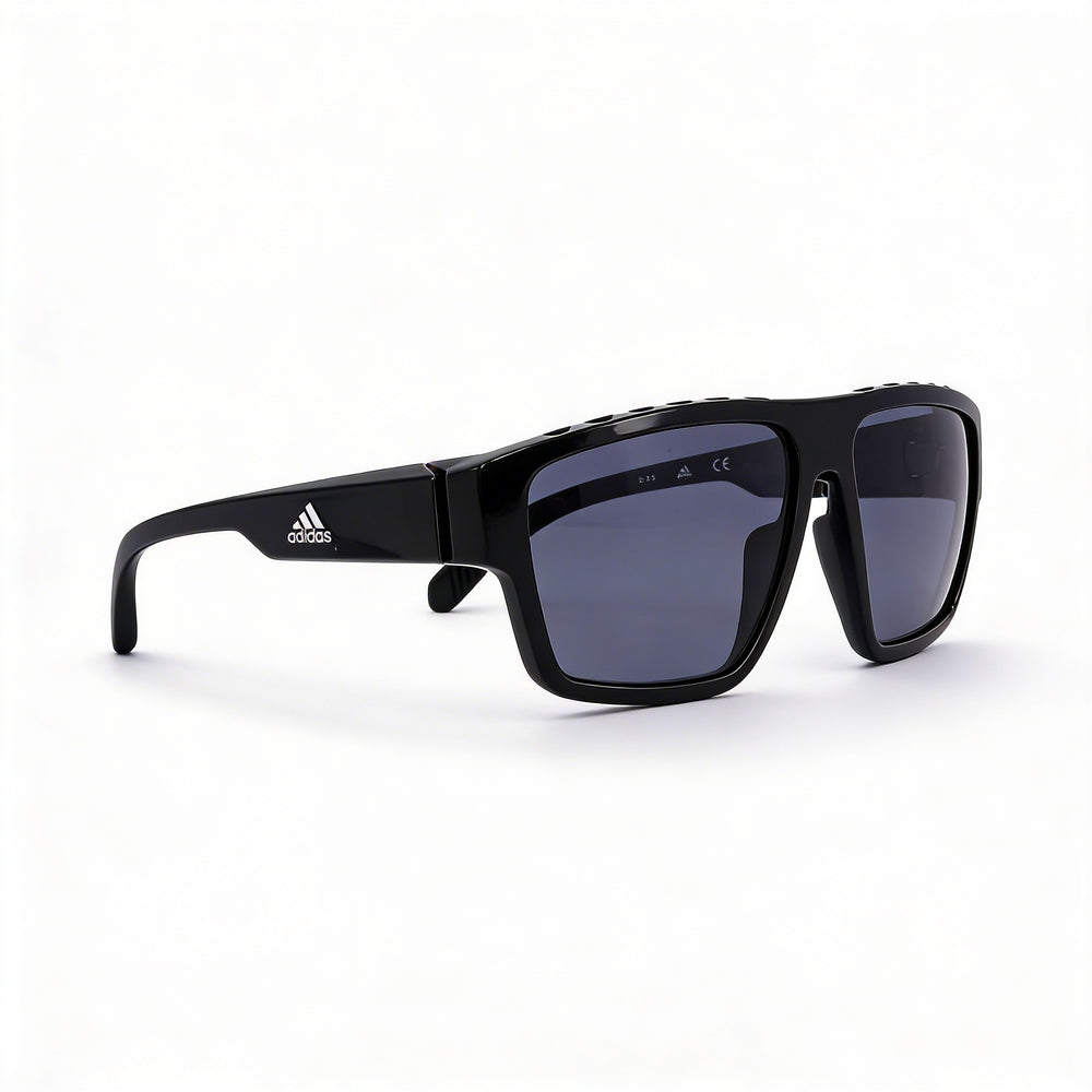 Gafas de sol adidas Sp0008 para hombre, plástico TR90, color negro brillante, lentes ahumadas de 61mm, protección UV