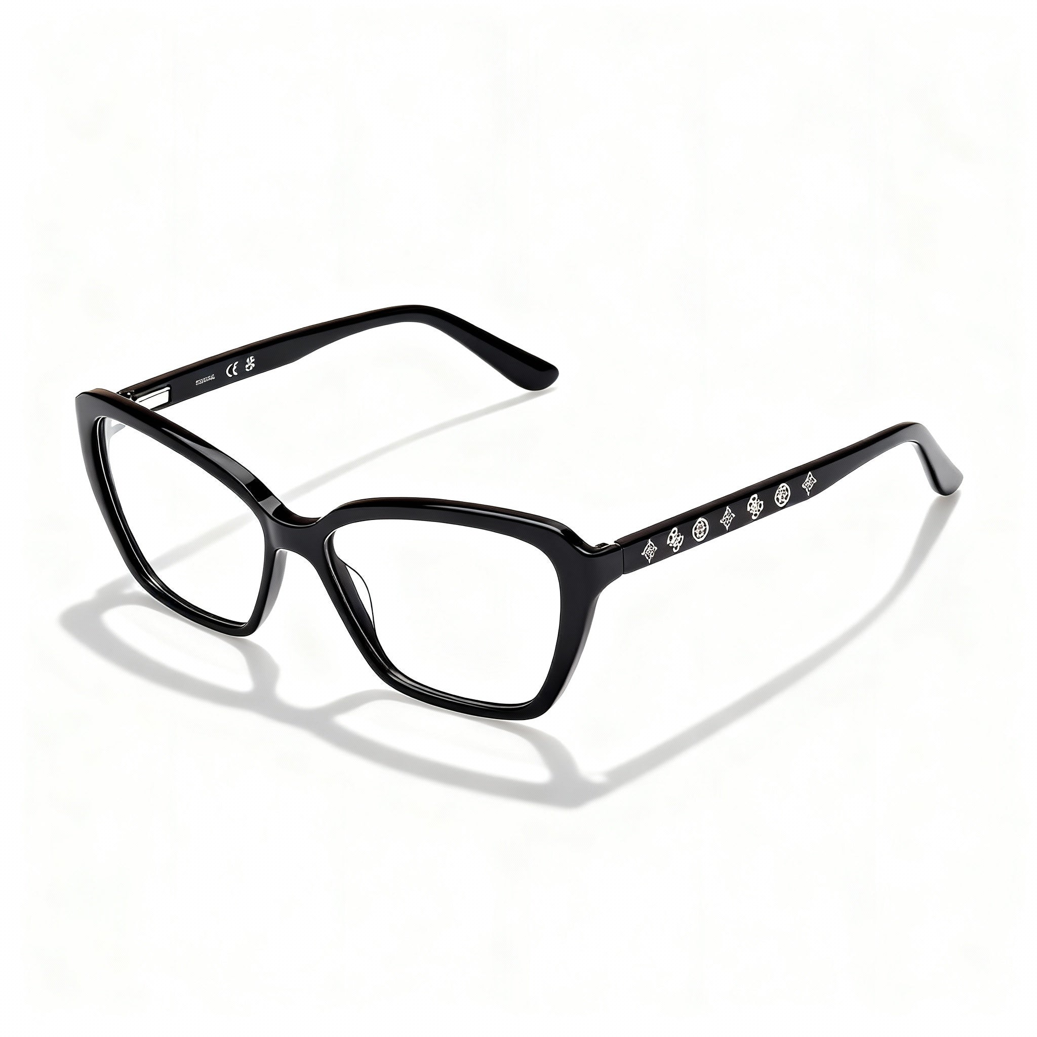 Marcolin GU50115 Women's Plastic Optical Frames, Shiny Black Frame, Multicoloured Lens, Size 54-14-140mm