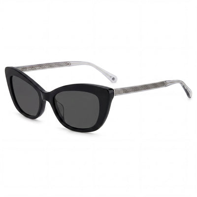 Kate Spade New York MERIDA/G/S Gafas de sol de plástico negras/grises de ojo de gato para mujer, lentes grises no polarizadas 100% UV 54 mm