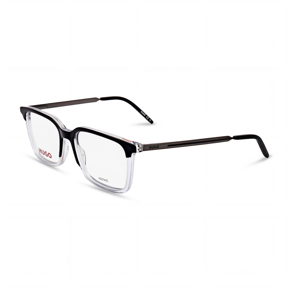 Hugo Boss Modern Unisex Black Crystal Acetate Frame Polycarbonate Eyewear 53mm