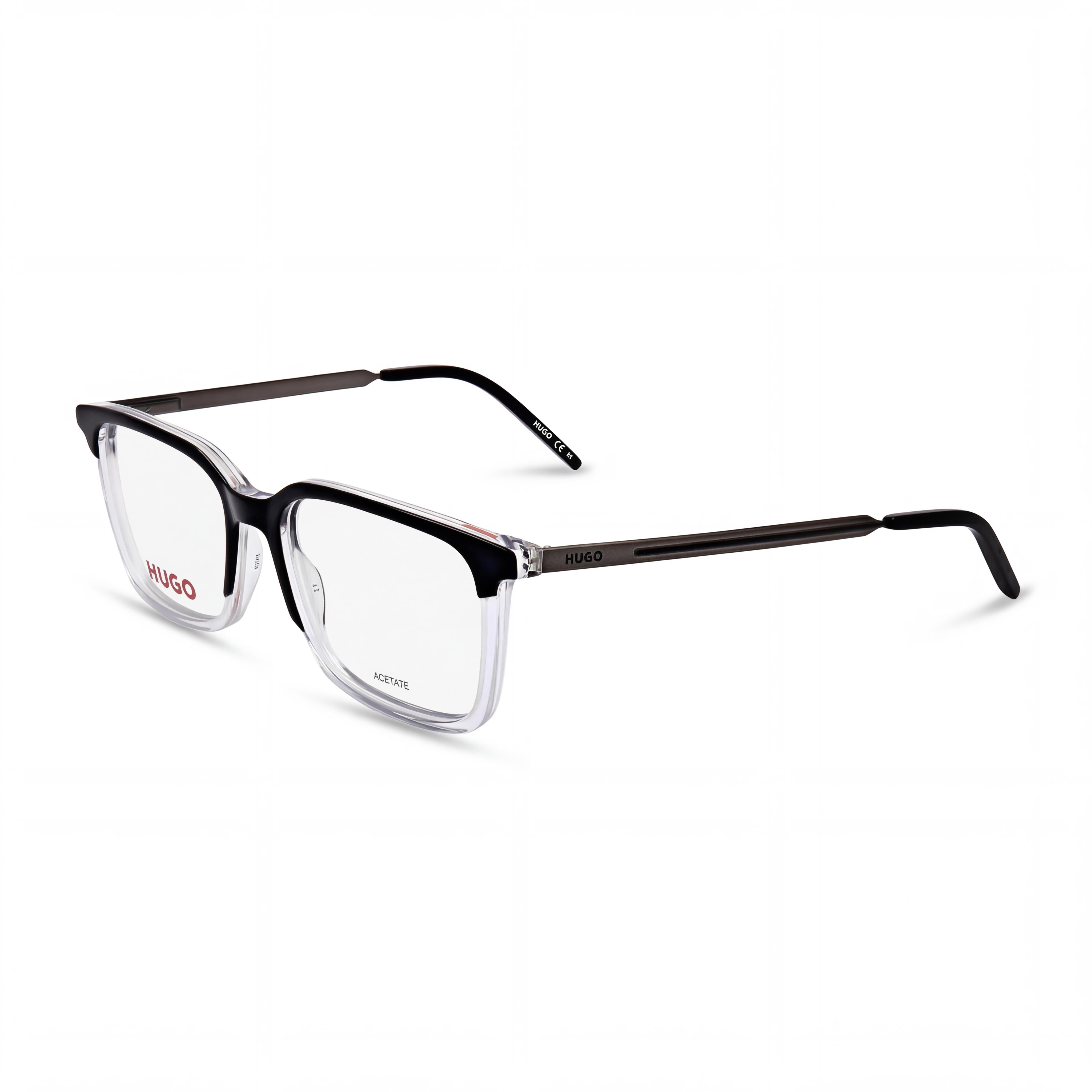 Hugo Boss Modern Unisex Black Crystal Acetate Frame Polycarbonate Eyewear 53mm, Photo 1