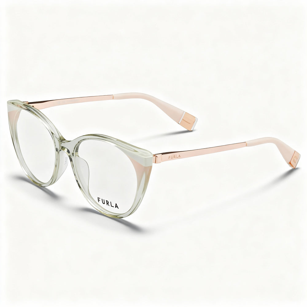 Furla VFU722V Women's Casual Acetate Frame Eyeglasses Grigio/Verde Lucido Non-Polarized 53mm