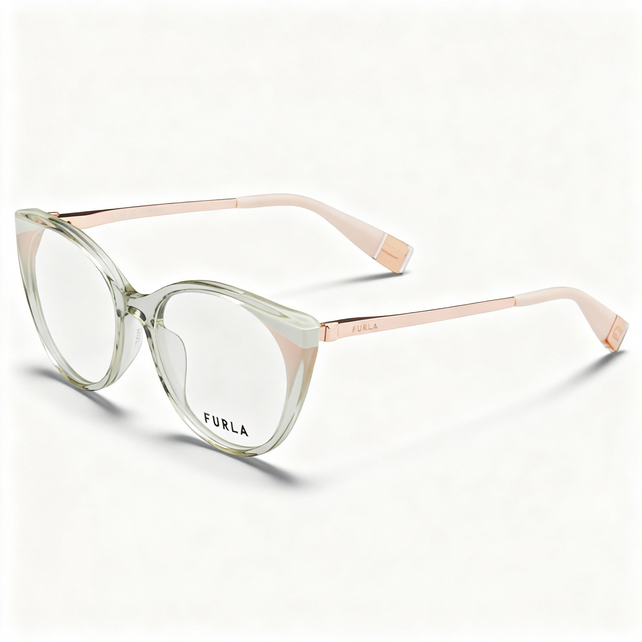 Furla VFU722V Women's Casual Acetate Frame Eyeglasses Grigio/Verde Lucido Non-Polarized 53mm