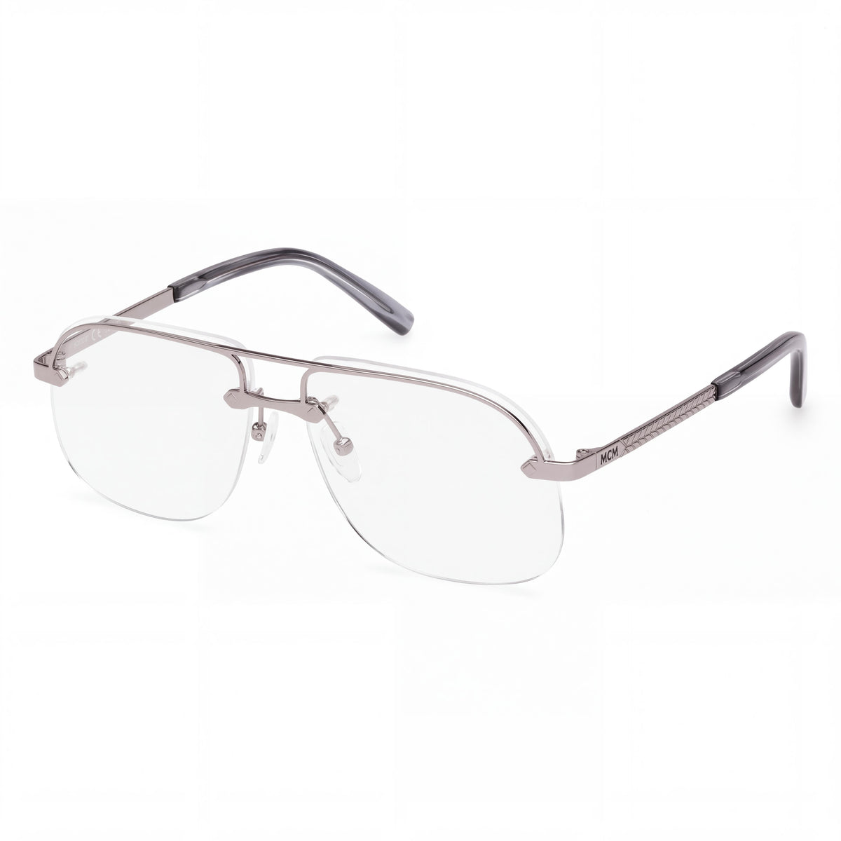 MCM WORLDWIDE MW5019 Semi-Rimless Metal Optical Frames for Men in Light Ruthenium, Size 59-12-145, Photo 1