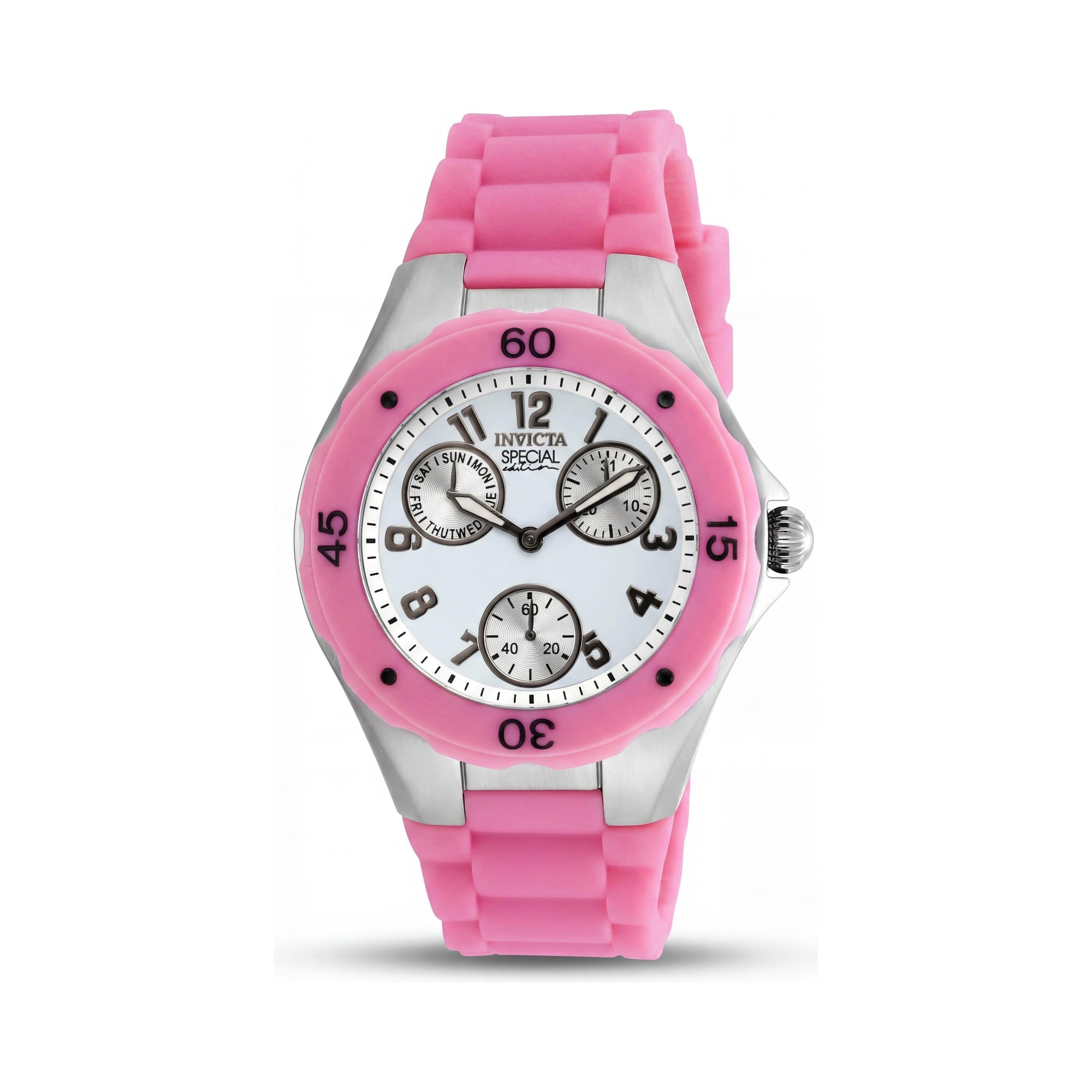 Invicta Angel Chronograph 18791 Women's Pink White Stainless Steel Case Silicone Strap 38mm Glow In The Dark Watch, Photo 1