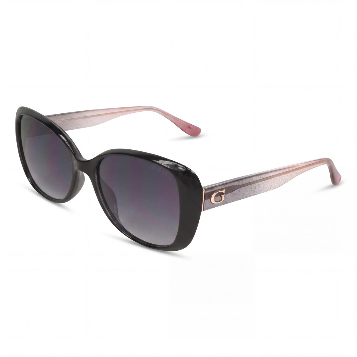 GUESS 7483 Women's Black Acetate Butterfly UV Protection Sunglasses with Gradient Smoke Lenses, 56mm, Photo 1