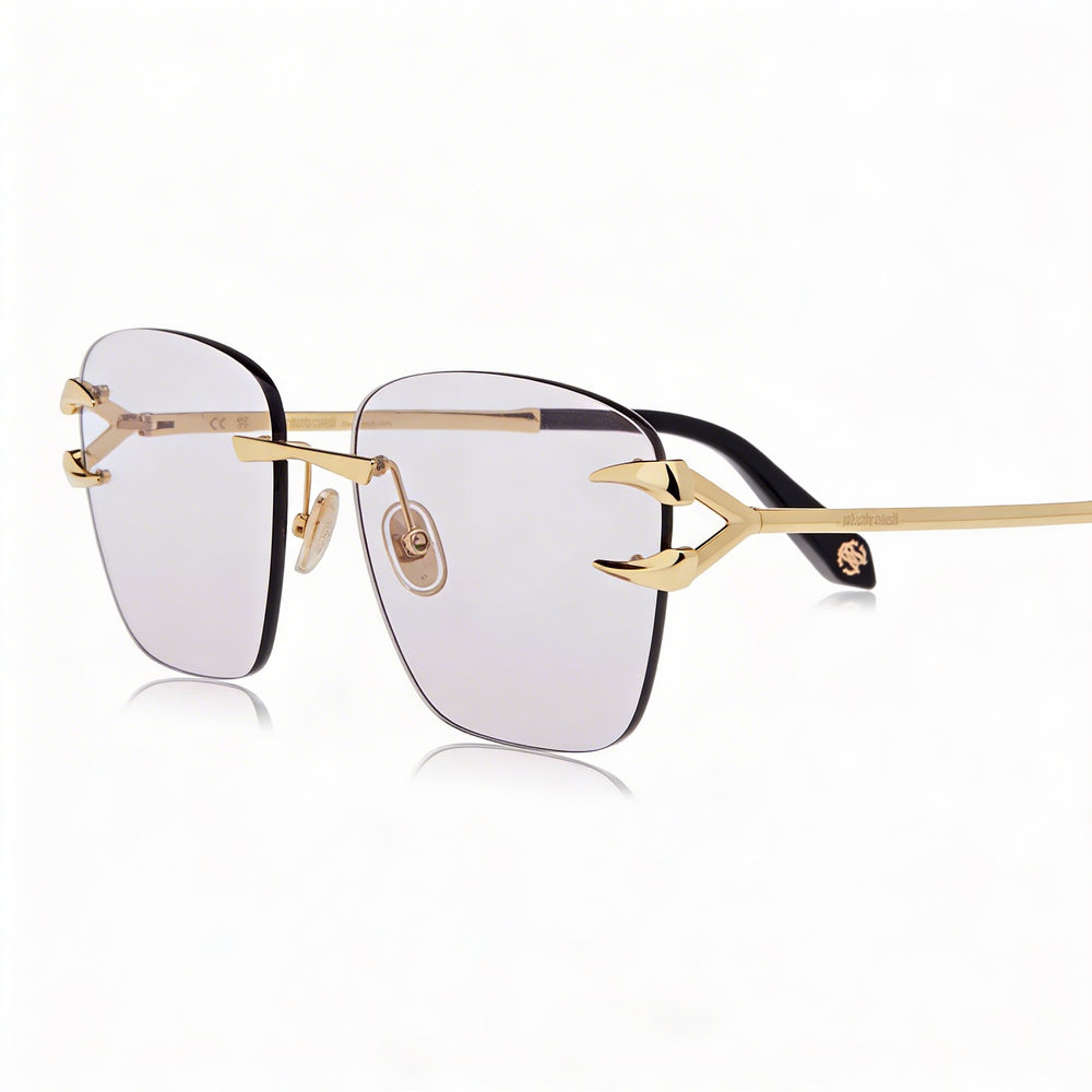 Roberto Cavalli Casual Unisex Metal-Acetate Shiny Rose Gold Brown Gradient UV Protection Sunglasses 59-15-135