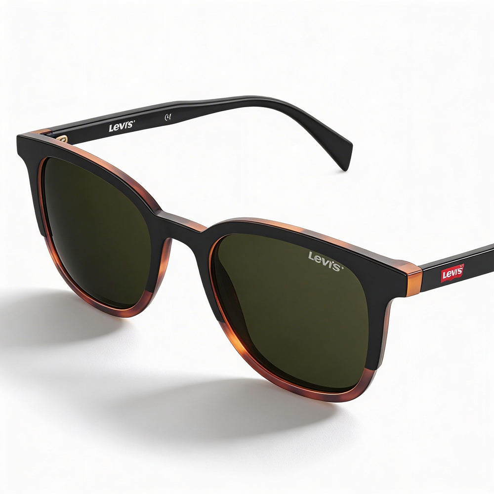 LEVI'S Gafas de Sol Modernas para Hombre, Marco Negro de Poliamida Ecológica Havana, Protección UV, No Polarizadas 52-20-145mm
