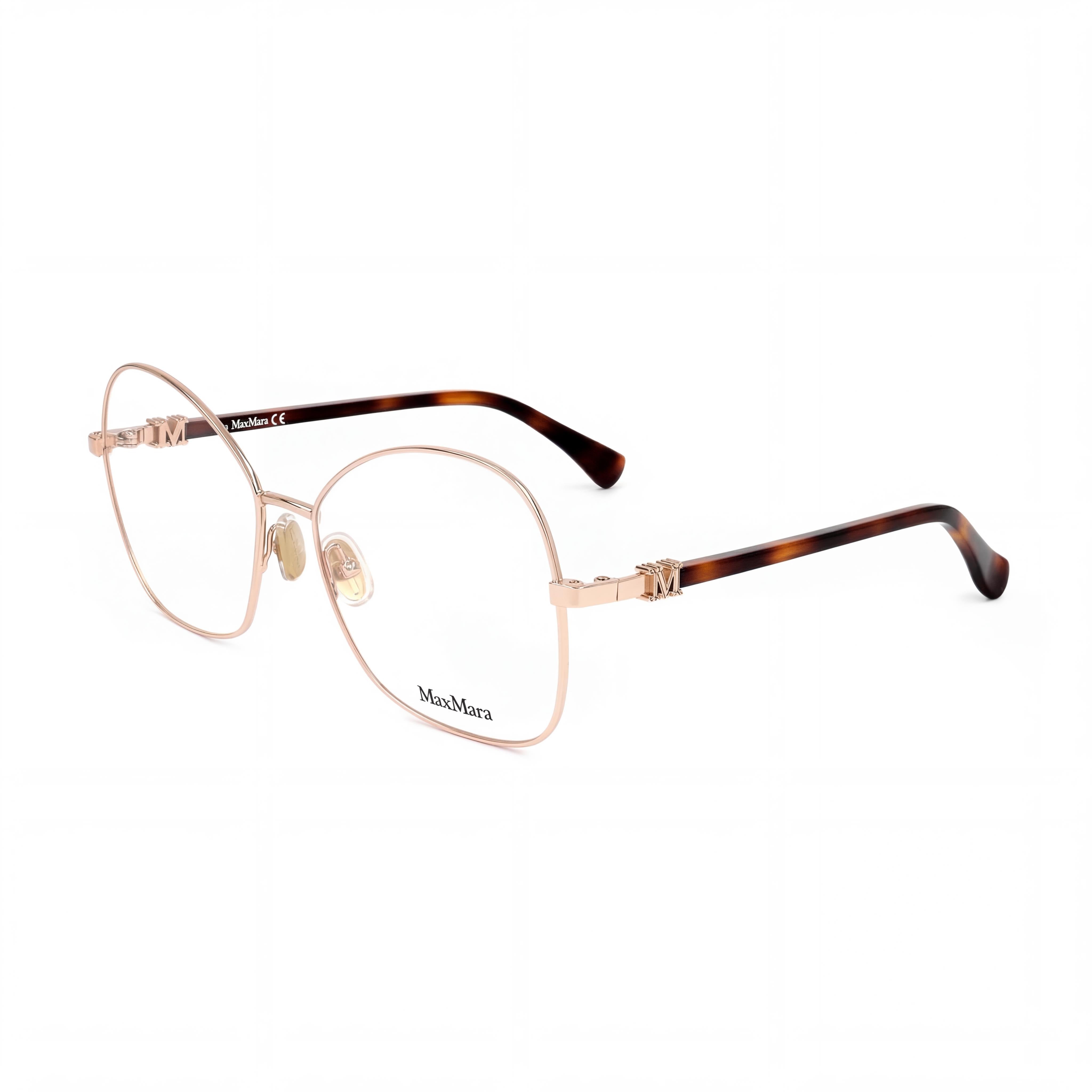 MaxMara Casual Women's Sunglasses with Rose Gold Metal Frame and Transparent Lenses, Size 55mm, Photo 1