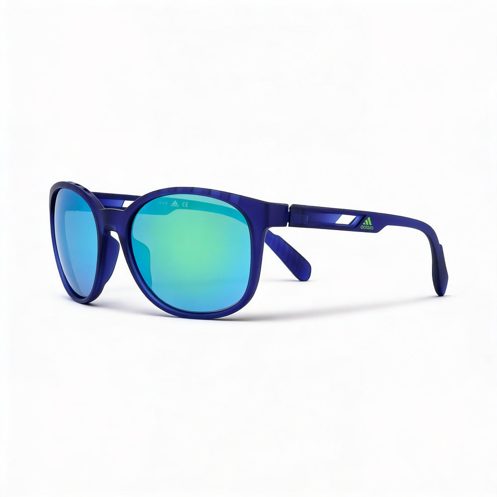 Gafas de sol unisex adidas Modern de plástico con montura azul mate y lentes ahumadas, protección UV, 58 mm