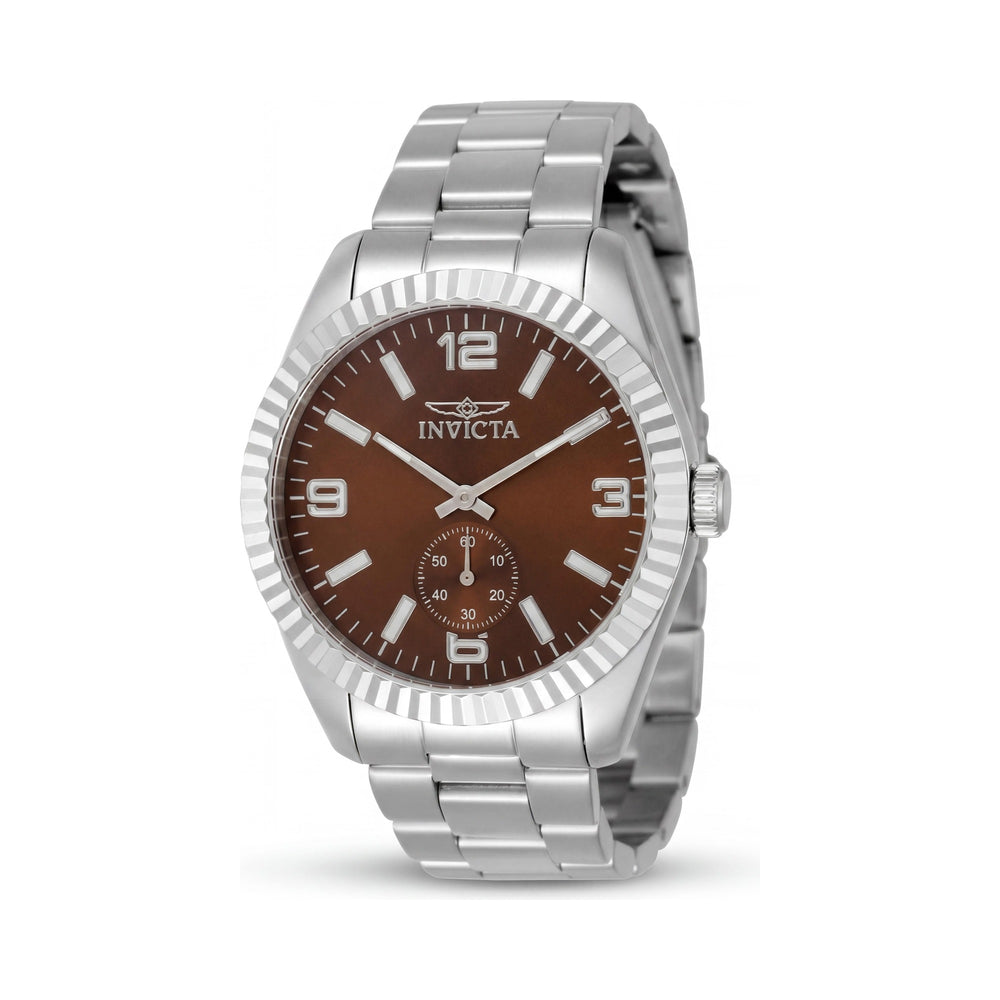 Invicta Specialty 49383 Men's 43mm Quartz Watch, Silver-Tone Stainless Steel Case, Brown Dial, Bracelet