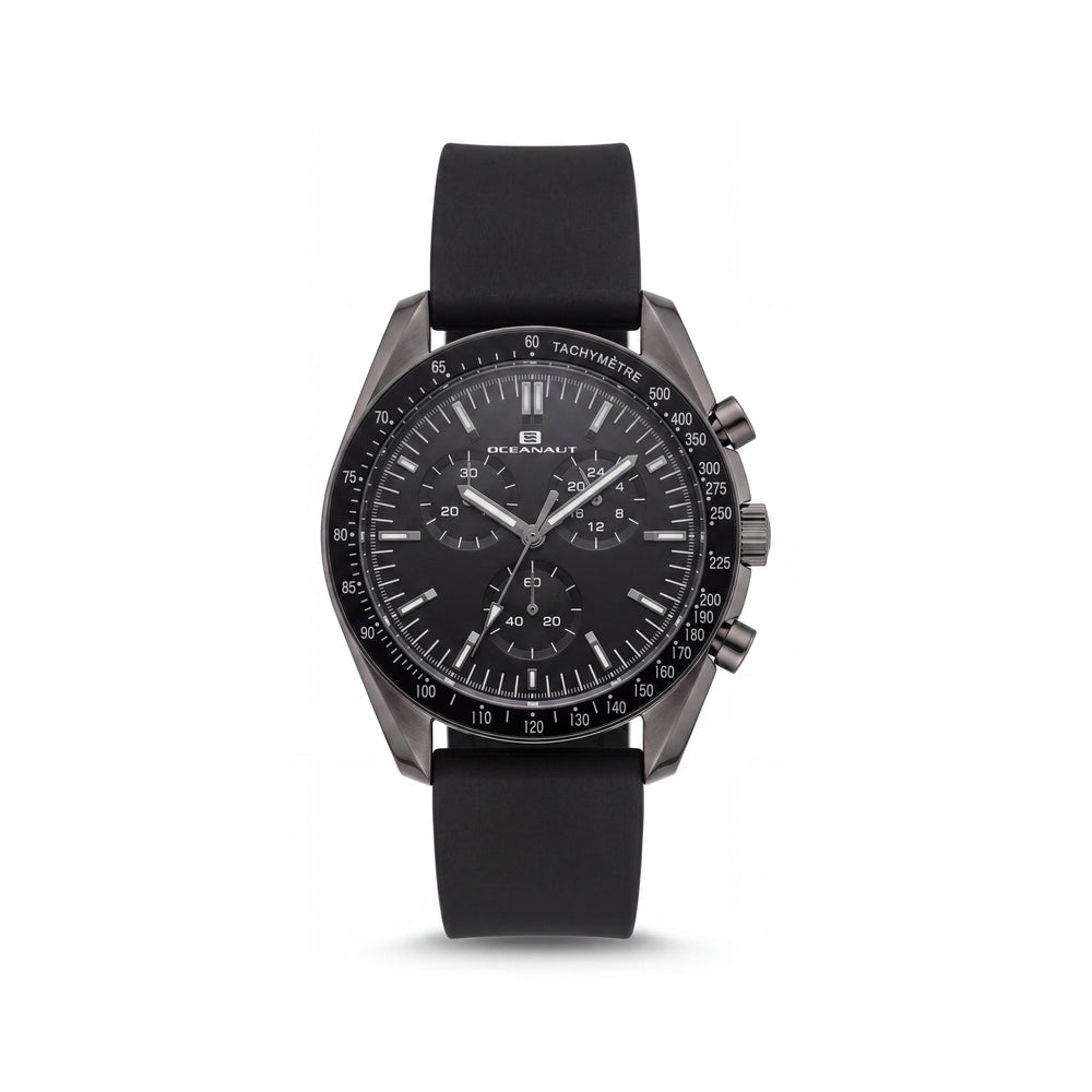 Oceanaut OC7580 Modern Men's Watch, Black Plastic Case, Black Dial, Leather Strap, Quartz Movement, Water Resistant