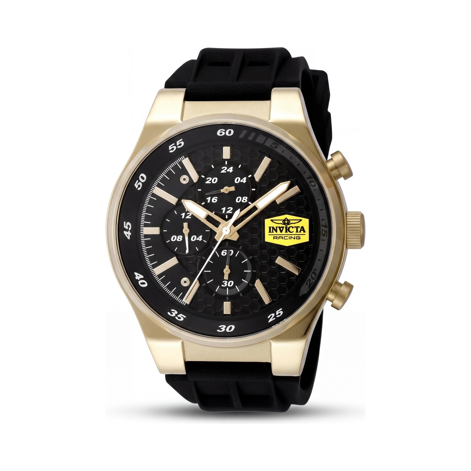 Invicta Racing 48875 Men's Stainless Steel Chronograph Watch, Black Dial, Silicone Strap, 44mm, Photo 1