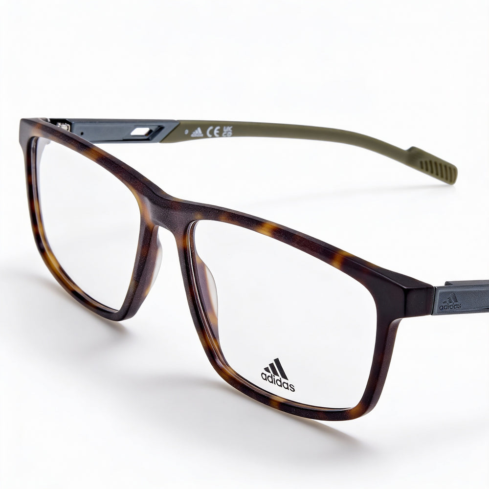 Gafas de plástico Adidas Modern Havana oscuro para hombre, ancho de lente de 55 mm, puente de 15 mm, patilla de 145 mm