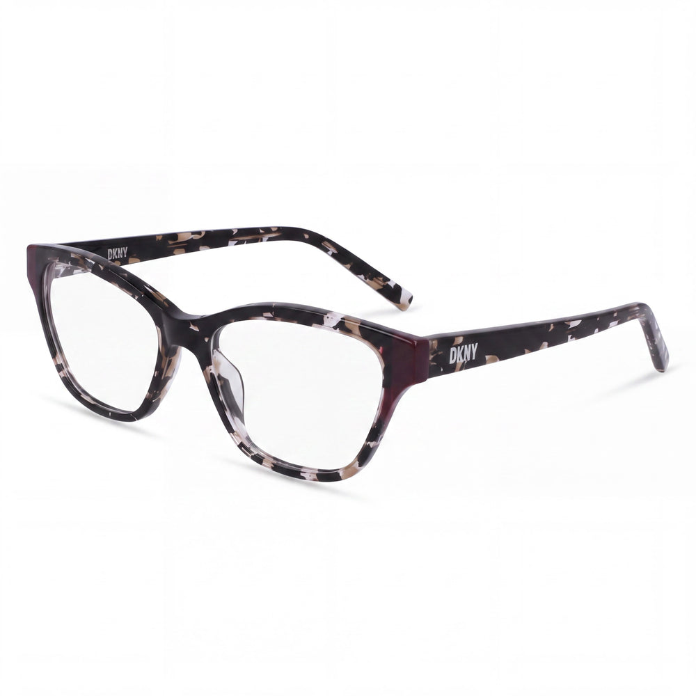 DKNY Women's Classic Acetate Frame Eyewear with Polycarbonate Lenses, Black Tortoise Plum, Lens Width 53mm