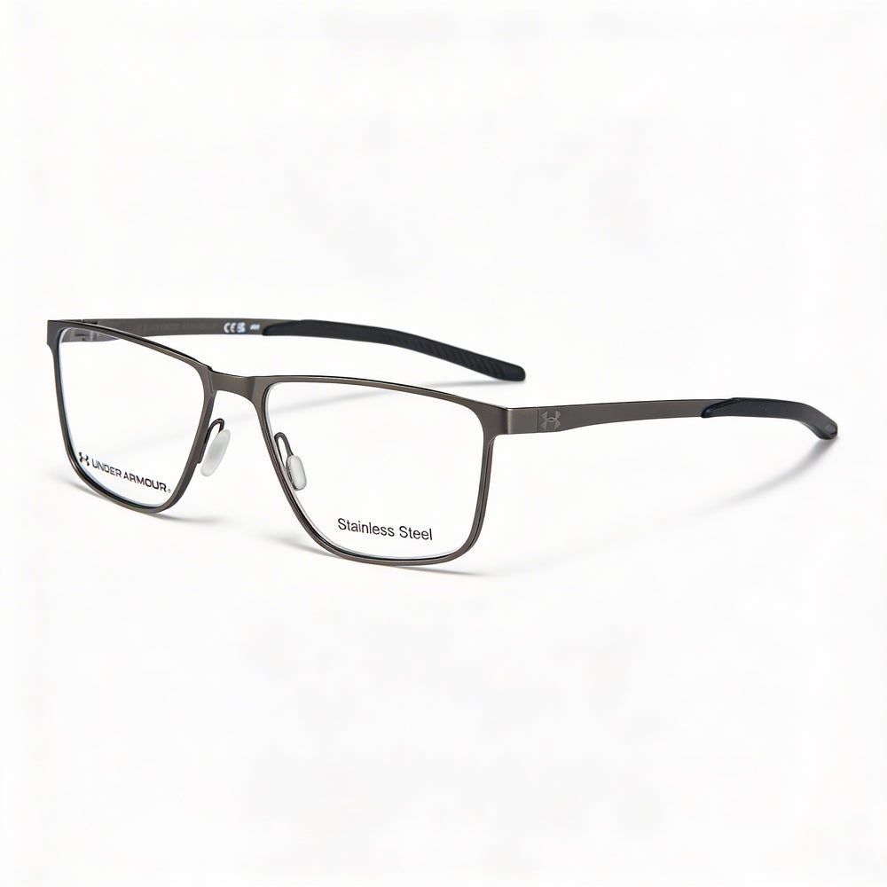Under Armour Casual Men's Rectangle Full Rim Stainless Steel Eyeglasses Matte Ruthenium Grey 54mm