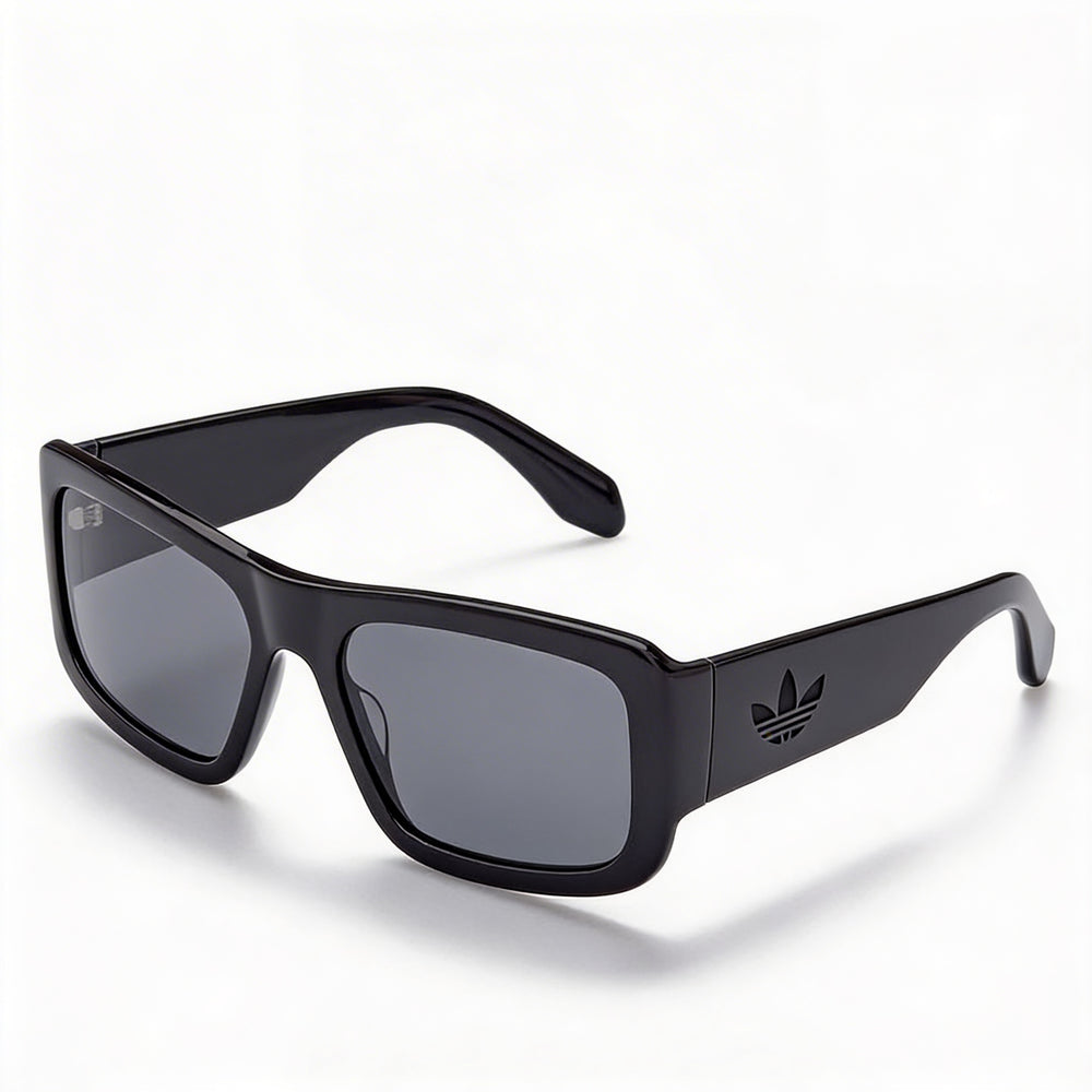 Gafas de sol unisex clásicas Marcolin, montura negra brillante, lentes plateadas, protección UV, 59-18-135 mm