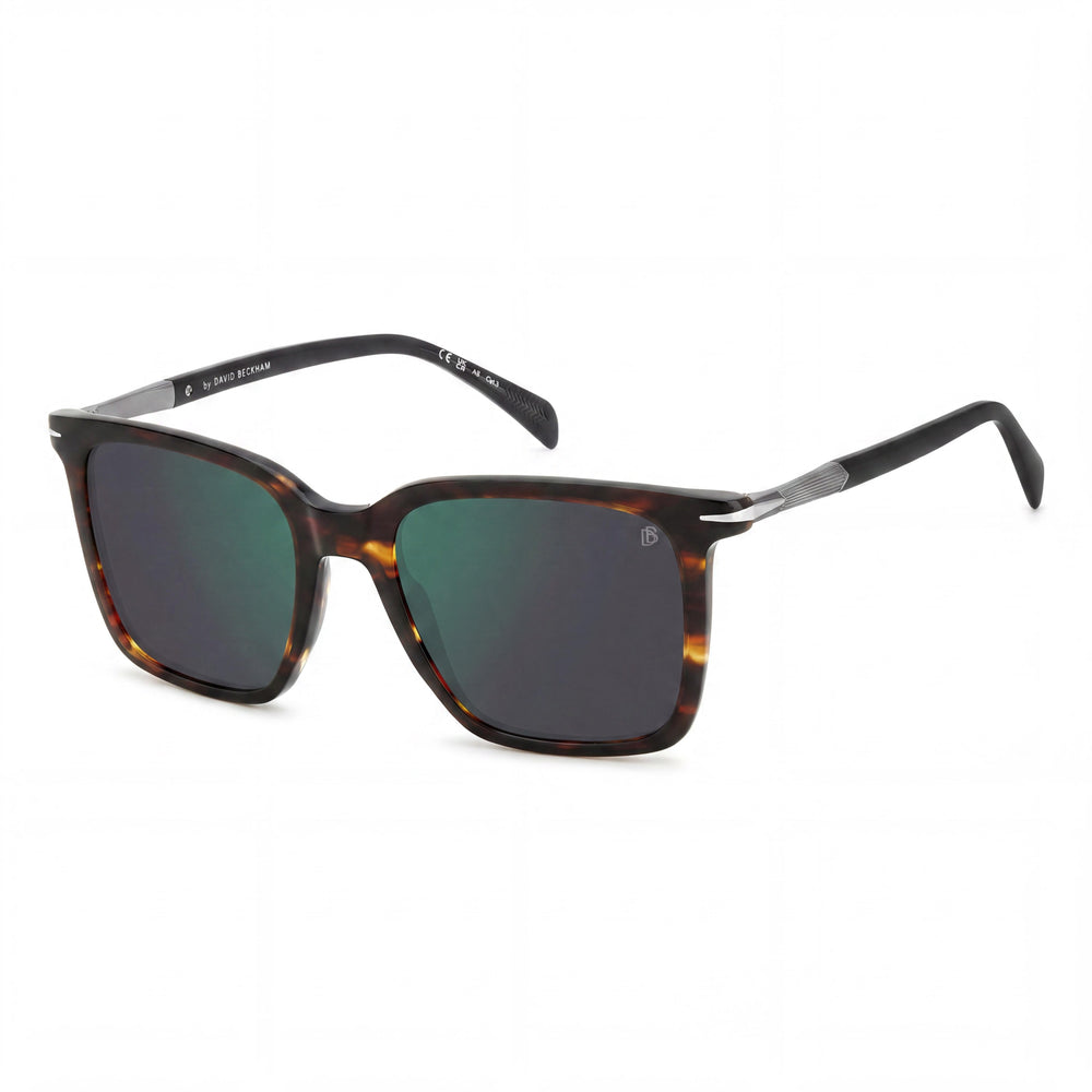 David Beckham Db 1130/S Unisex Green Mirror Acetate Frame Brown Horn Non-Polarized UV Lenses 53mm