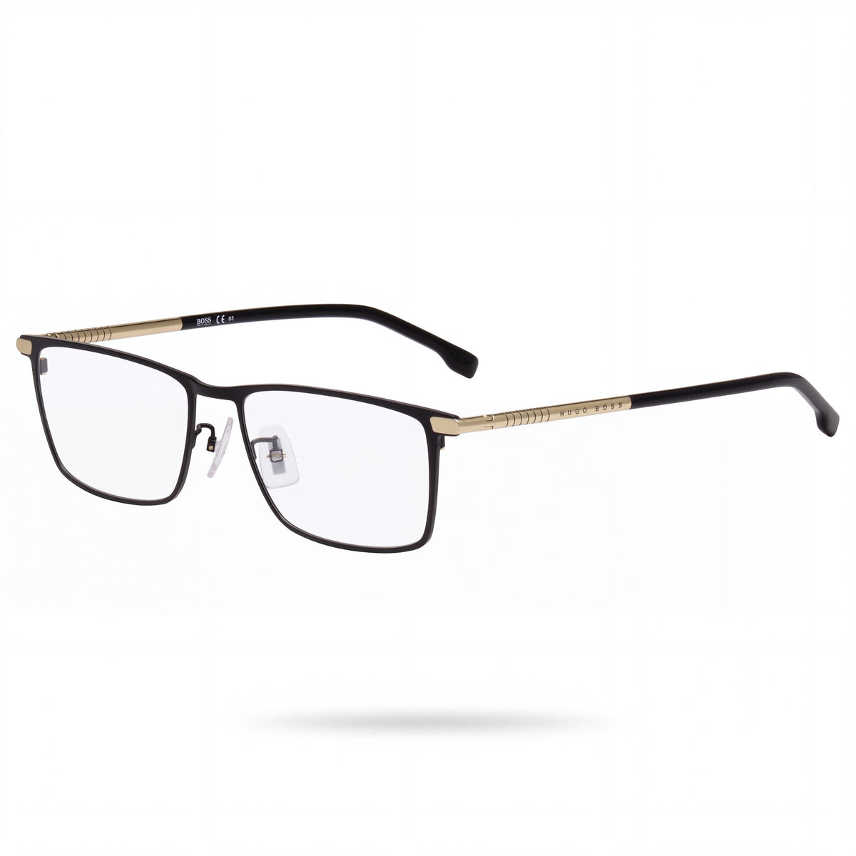Gafas de titanio para hombre Hugo Boss BOSS 1226/F con lentes no polarizadas en color negro mate y dorado, ancho de lente de 56 mm, Photo 1