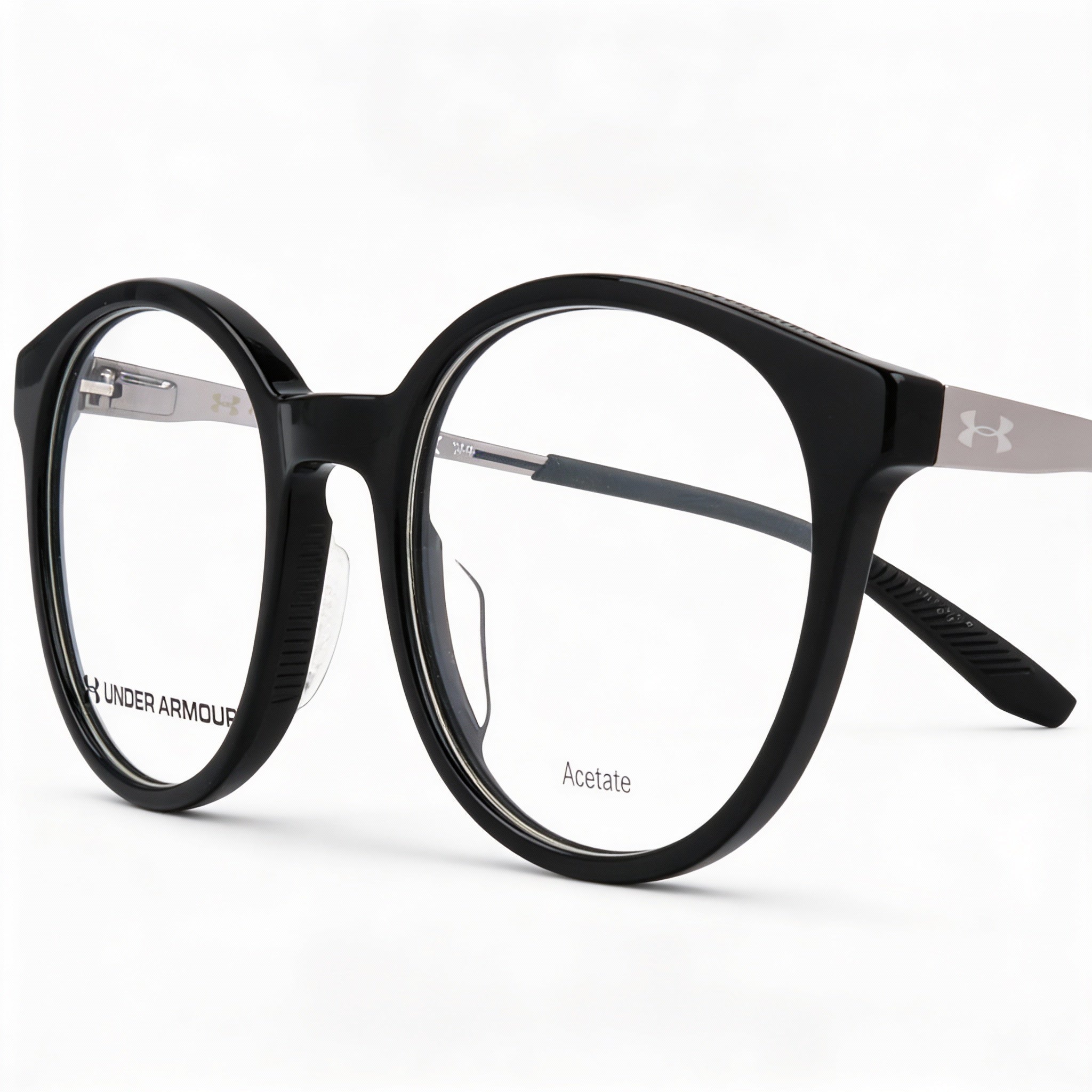 Gafas unisex modernas Under Armour con montura de acetato negro y lentes negras no polarizadas de 50 mm de ancho., Photo 1