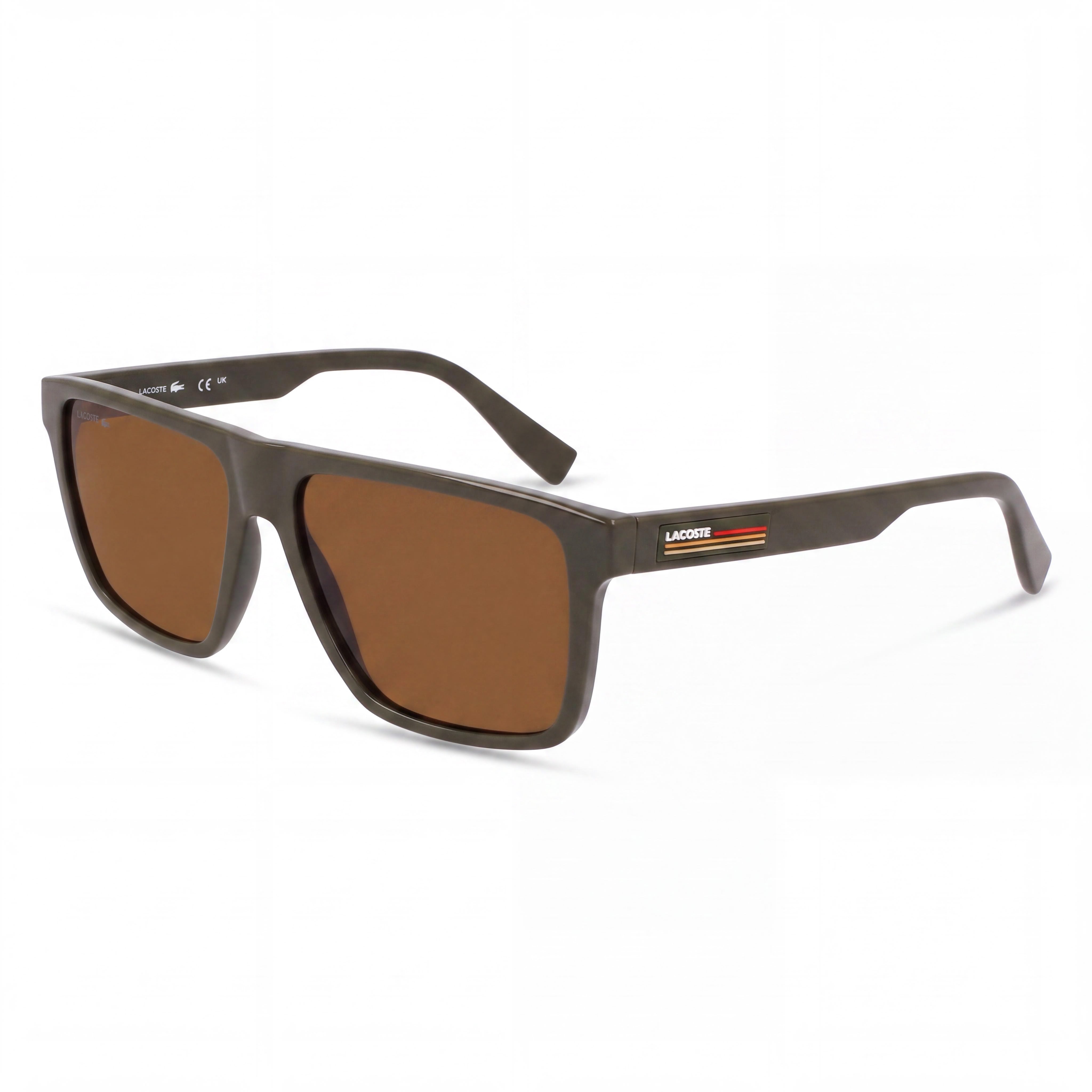 Lacoste L6027s Unisex Khaki Plastic Frame Solid Brown UV Protection Sunglasses 57mm, Photo 1