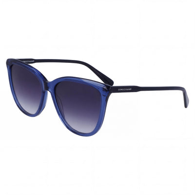 Gafas de sol Longchamp Modern Unisex con montura de acetato azul, lentes de policarbonato con protección UV y 56mm de ancho de lente