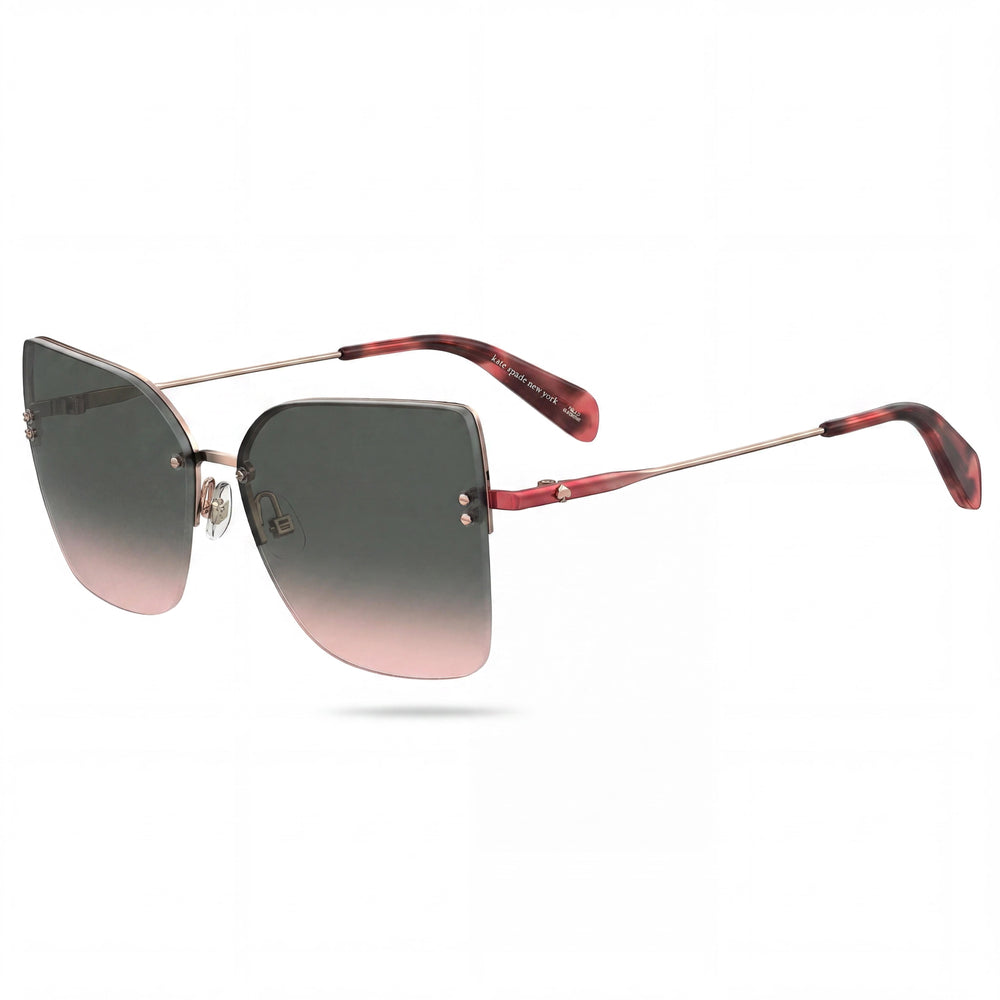 kate spade new york Casual Unisex Red Gold Stainless Steel Rimless Cat Eye Burgundy Gradient Pink 58mm UV Protected Sunglasses