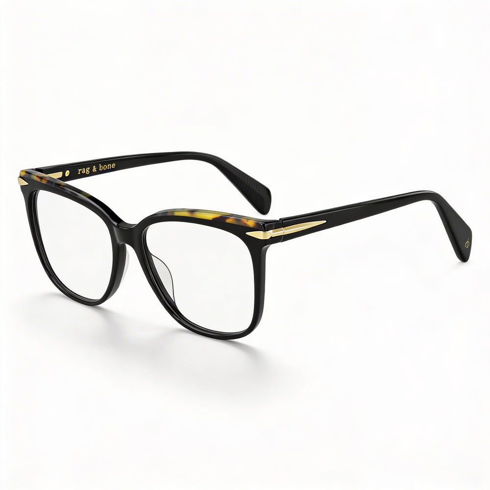 Gafas Rag & Bone Rnb 3024 de metal negro para mujer con lentes de demostración de policarbonato transparentes de 53 mm