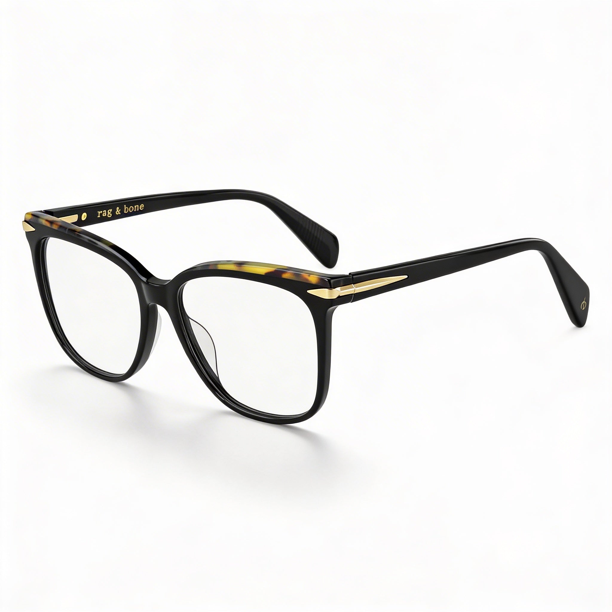 Rag & Bone Rnb 3024 Women's Black Metal Frame Eyeglasses with Clear Demo Polycarbonate Lenses 53mm, Photo 1
