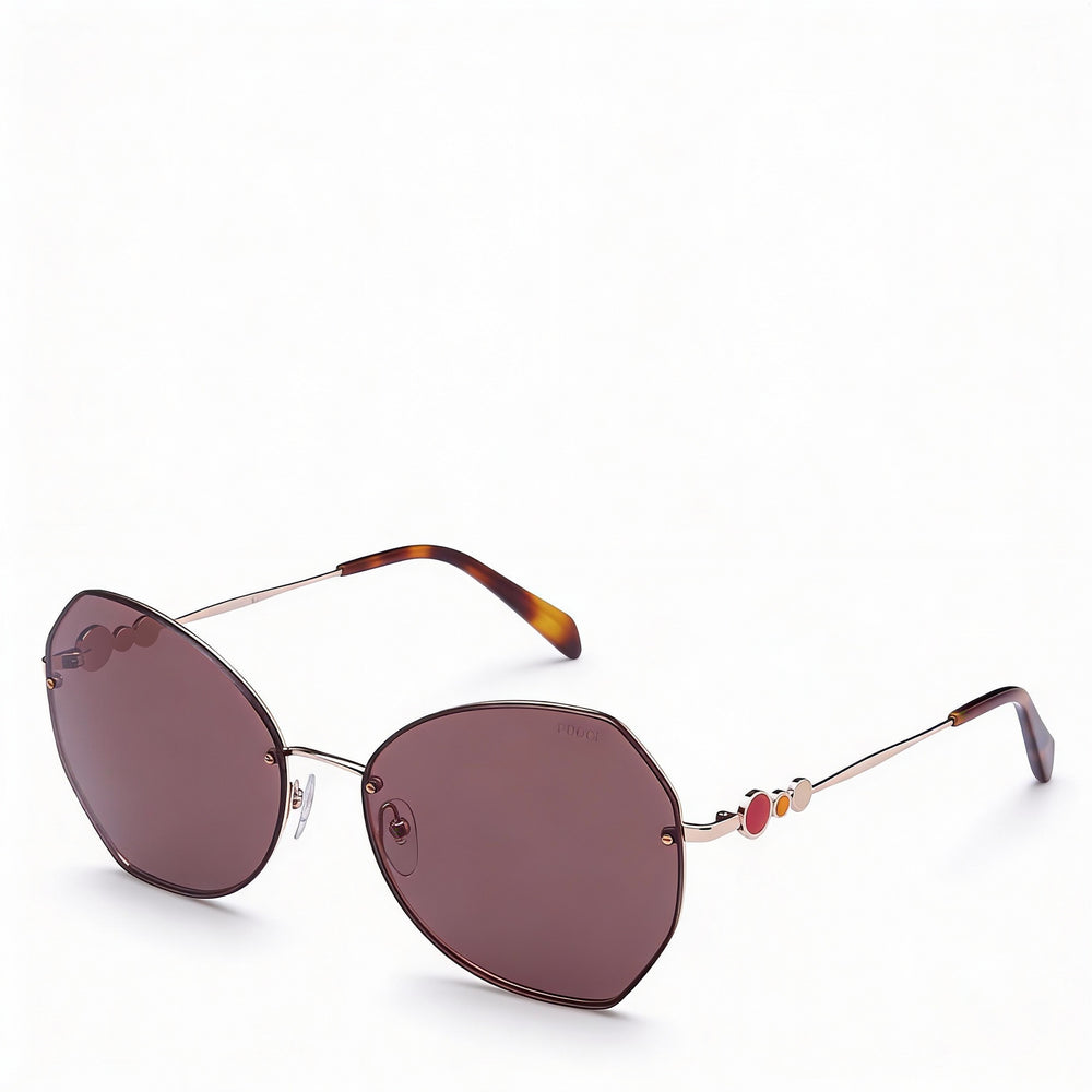 Gafas de sol Emilio Pucci Butterfly para mujer, de metal dorado rosa y lentes marrones, 61 mm