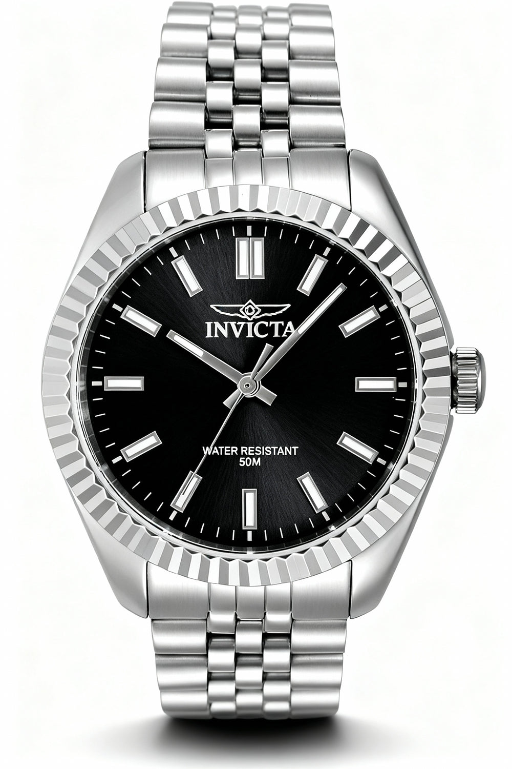 Reloj unisex Invicta Specialty 47494 de cuarzo, resistente al agua, de acero inoxidable plateado y esfera negra, de 36 mm