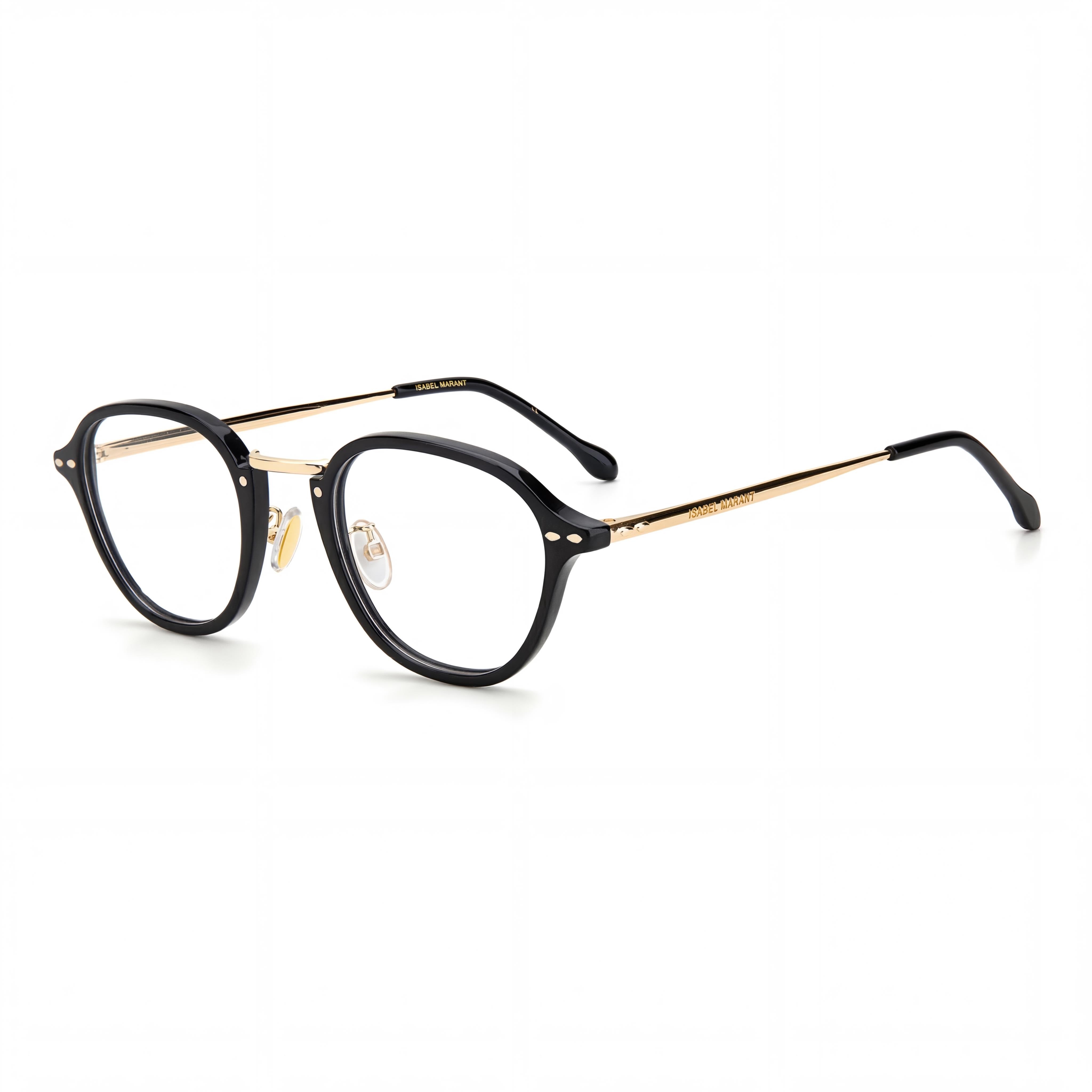 Isabel Marant Im 0034 Gafas de sol modernas para mujer con montura de poliamida y lentes de policarbonato negras doradas, 49 mm, Photo 1