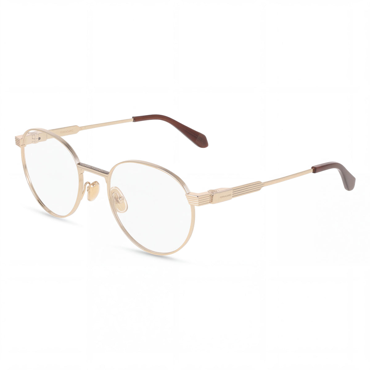 Ferragamo Sf2596 Men's Eyewear featuring Gold Titanium Frame & Clear Lenses, 51mm Lens Width, Photo 1