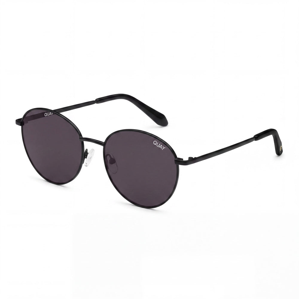 QUAY AUSTRALIA Square UV Protection Unisex Sunglasses with Black Plastic Frame & Black Polycarbonate Lenses