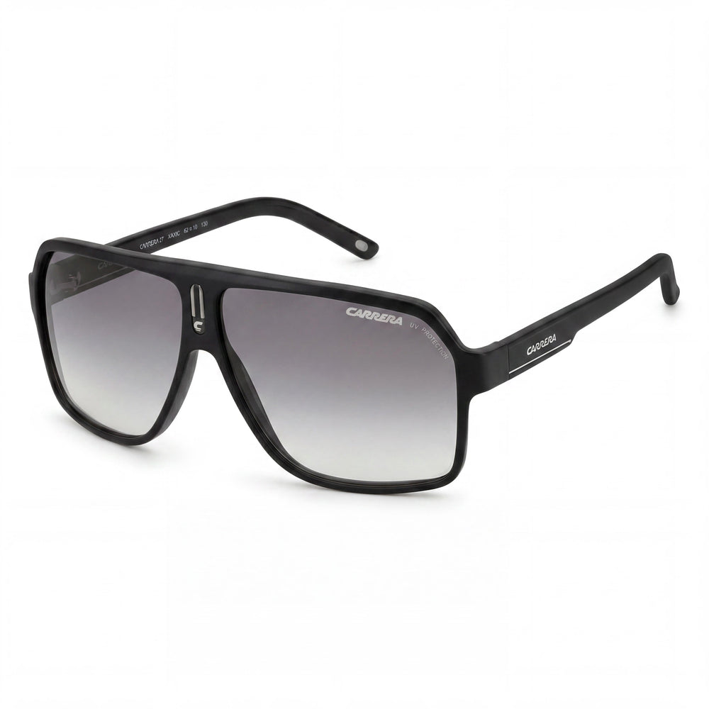 Carrera CARRERA 27 Unisex Negro Gris Cristal Negro Marco de Plástico Gris Espejo Lentes Plateadas 100% Protección UV 62mm
