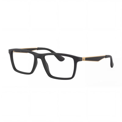 Montura óptica Ray-Ban 0RX7056 cuadrada unisex de plástico, negro mate, 53 mm