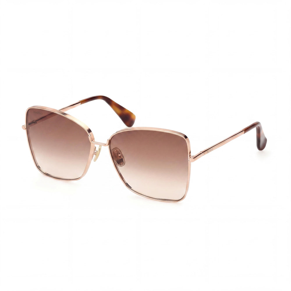 MaxMara Mm0097 Women's Shiny Rose Gold Acetate Frame Polycarbonate Lens UV 400 Non-Polarized Sunglasses 59mm