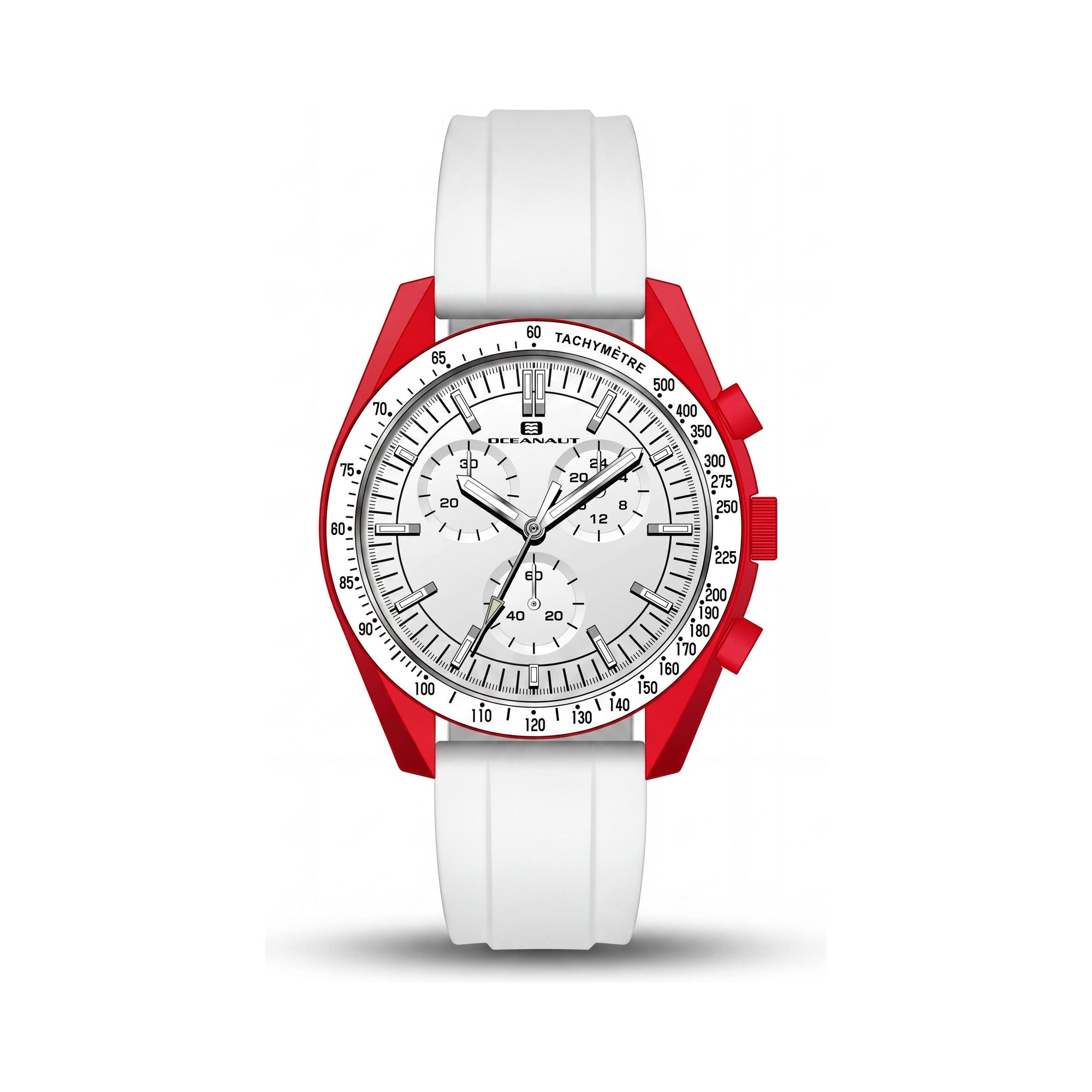 Oceanaut Modern Men's Watch with White Dial, Plastic Case, Leather Strap, Quartz Movement, Water Resistant, Photo 1