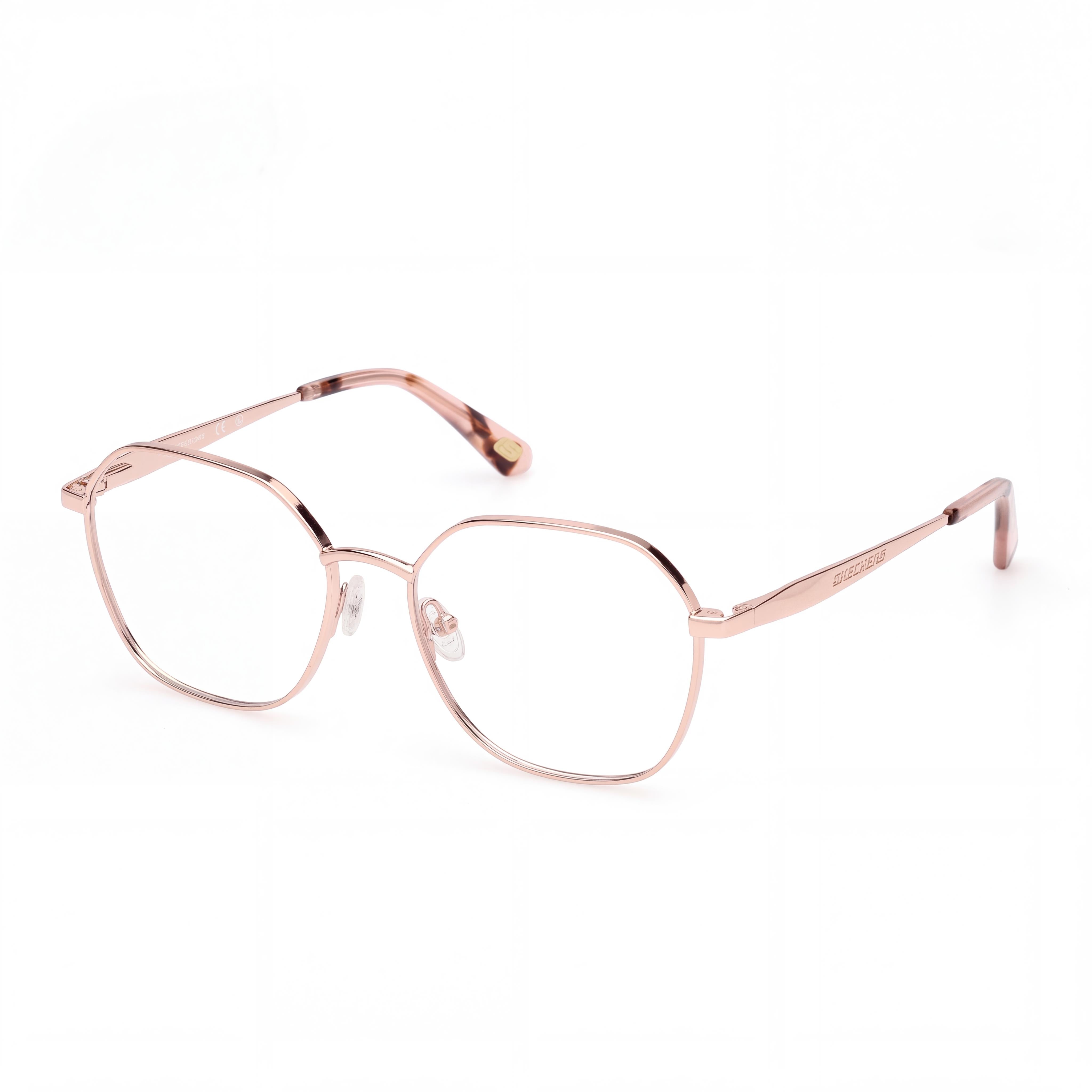 Skechers Se50063 Women's Shiny Rose Gold Stainless Steel Polycarbonate Lens Eyeglasses 53-16-140, Photo 1