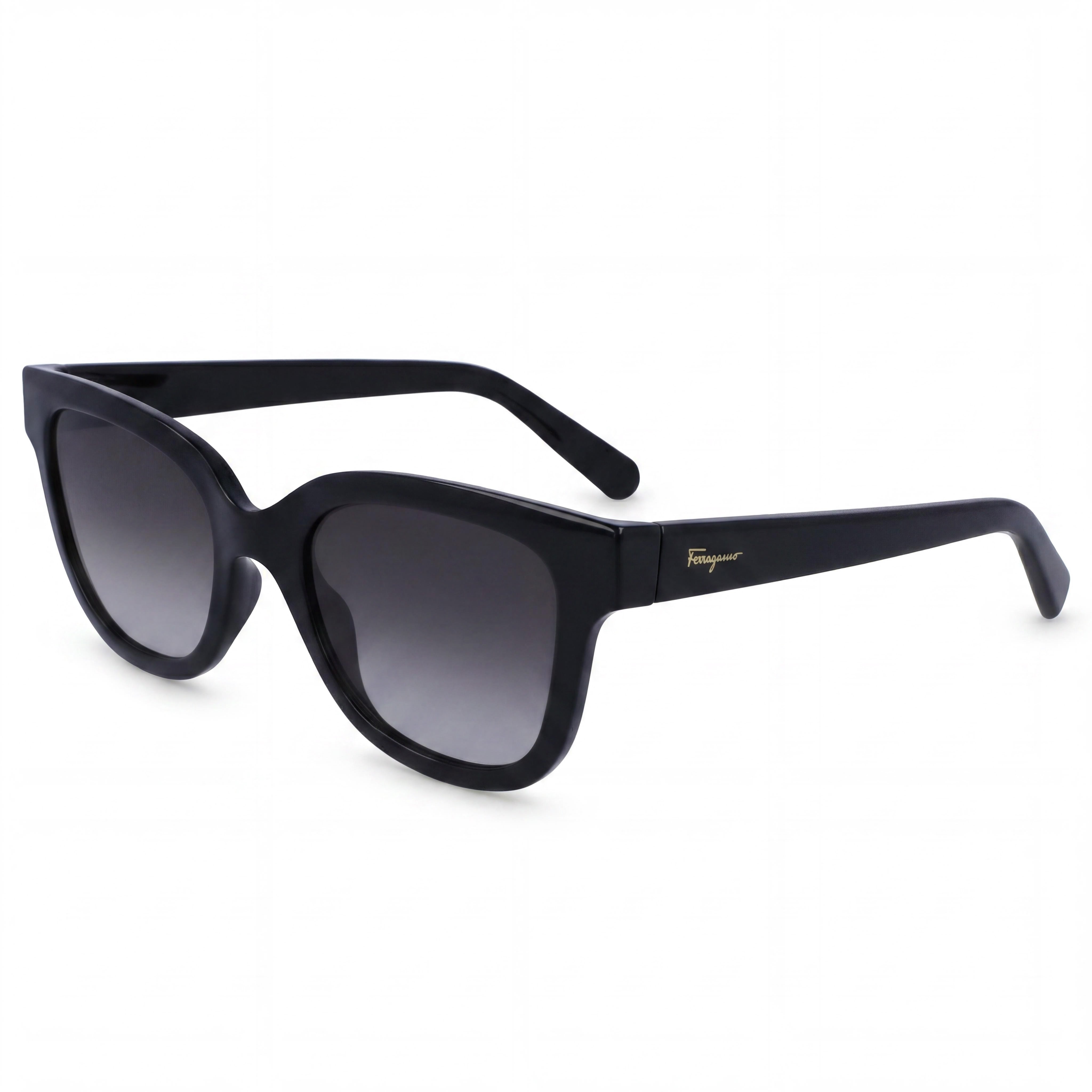 Gafas de sol cuadradas de plástico negro Salvatore Ferragamo SF1066S para mujer, lentes degradadas grises, 52 mm, protección 100% UV, Photo 1