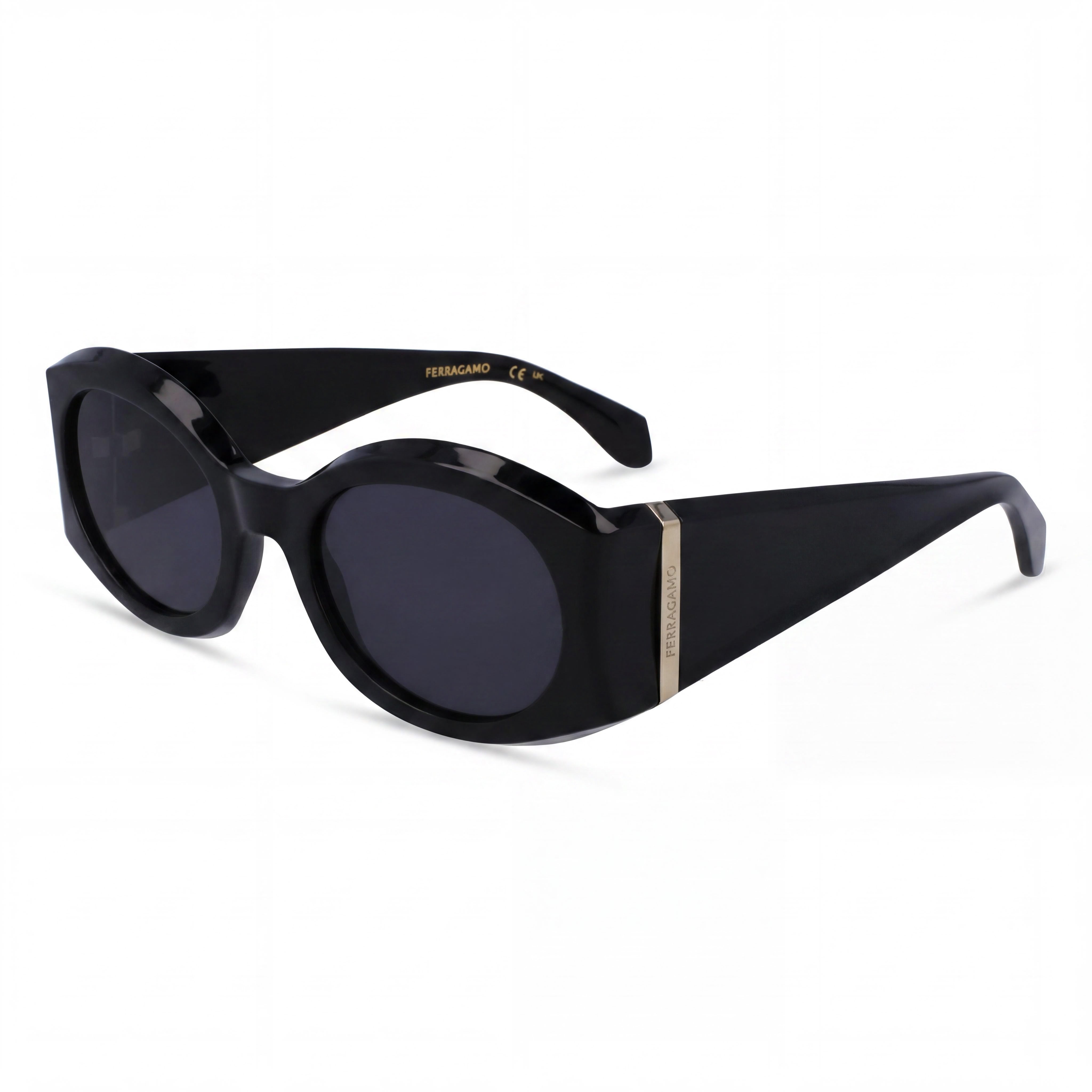 Salvatore Ferragamo SF2008S Unisex Black Plastic Frame Sunglasses with UV Protection, 55mm, Photo 1